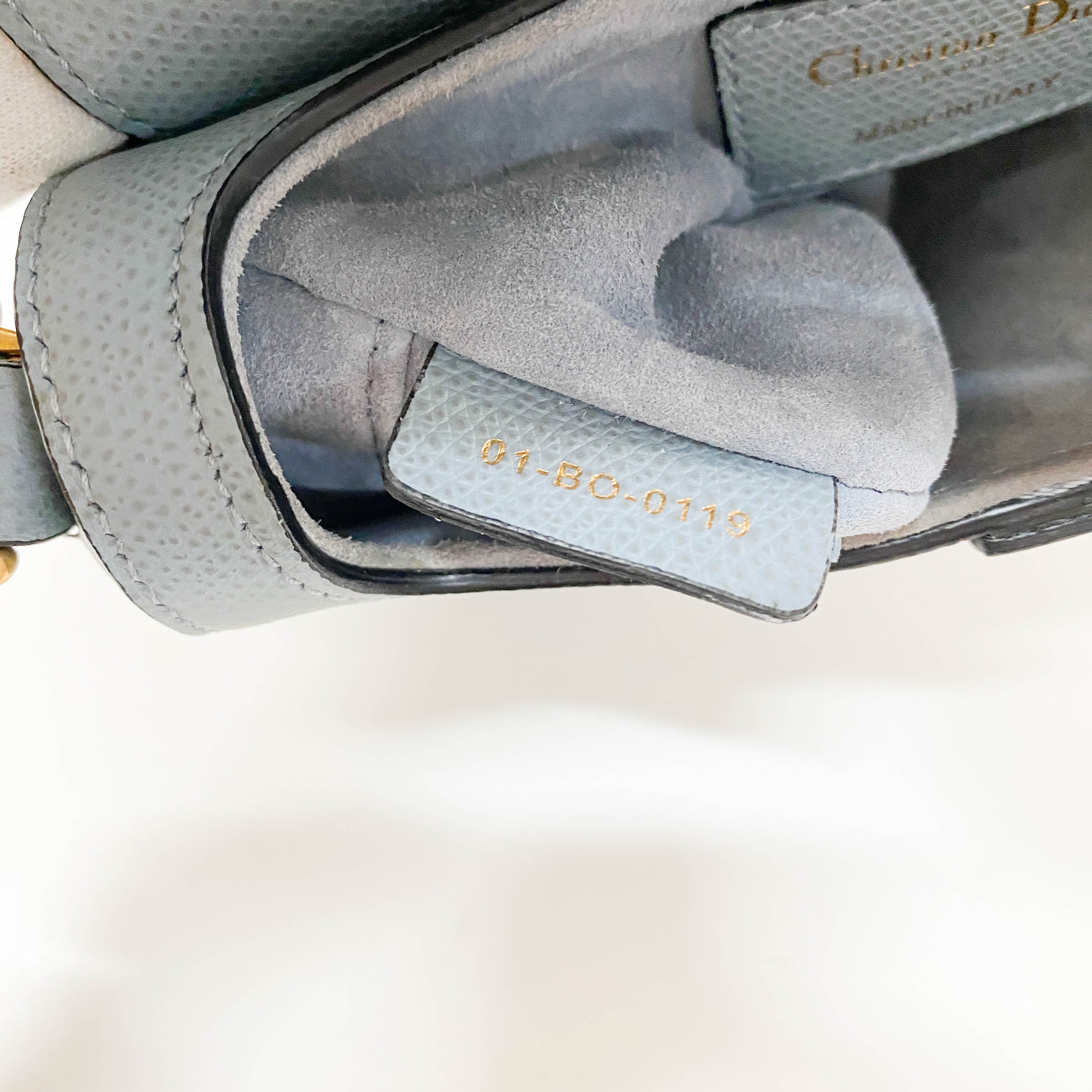 Saddle Blue Grained Calfskin Leather Handbag