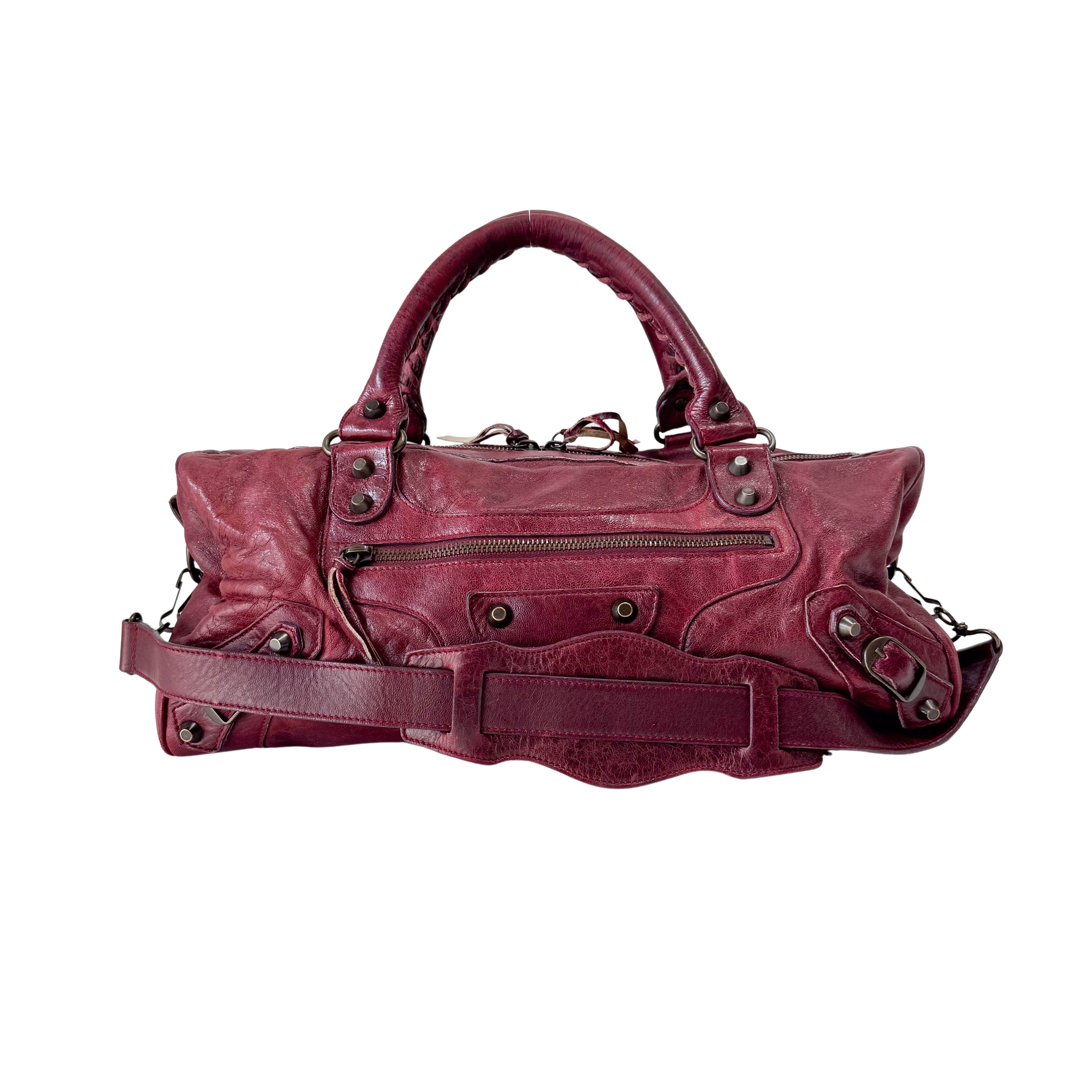 The City Burgundy Leather Two Way Bag