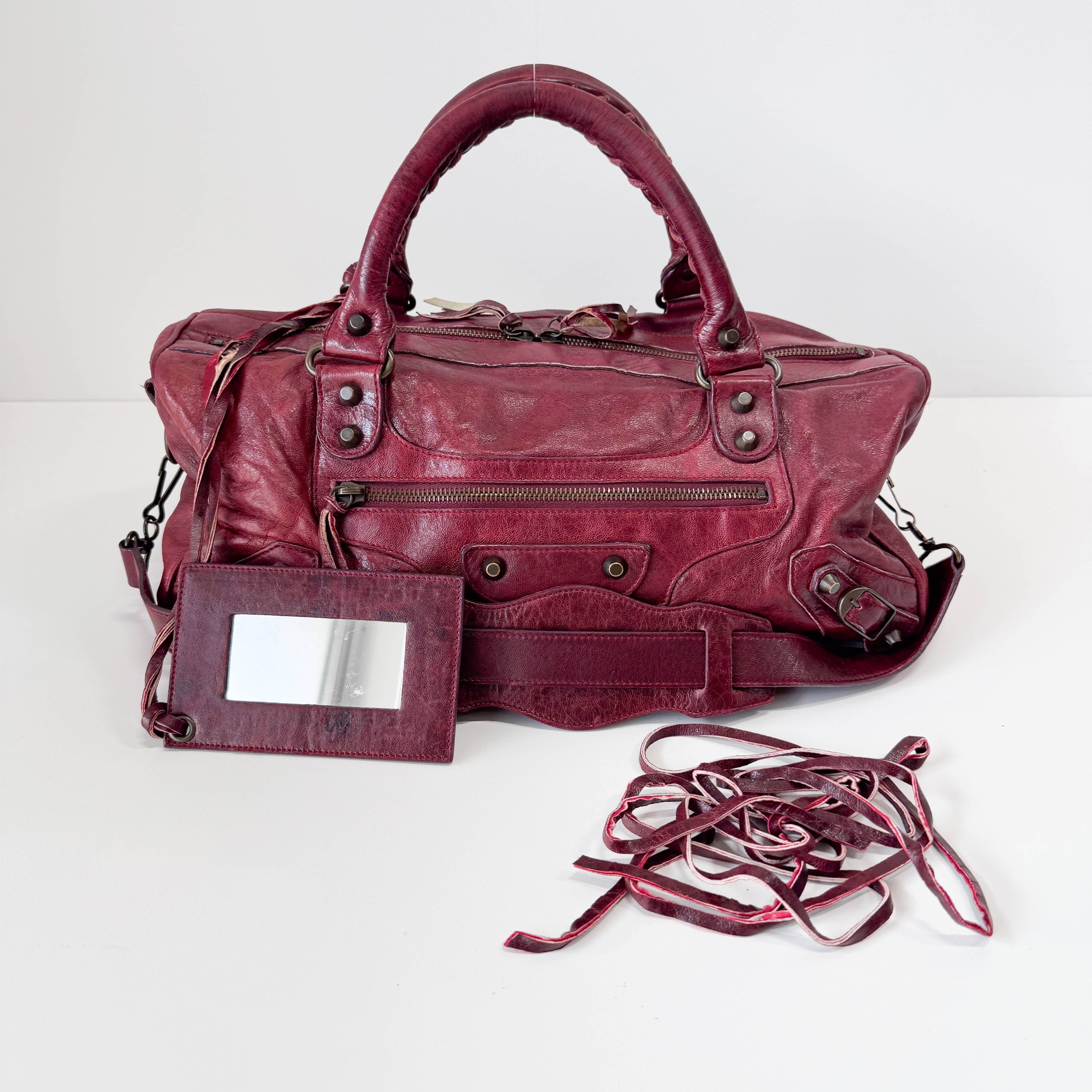 The City Burgundy Leather Two Way Bag