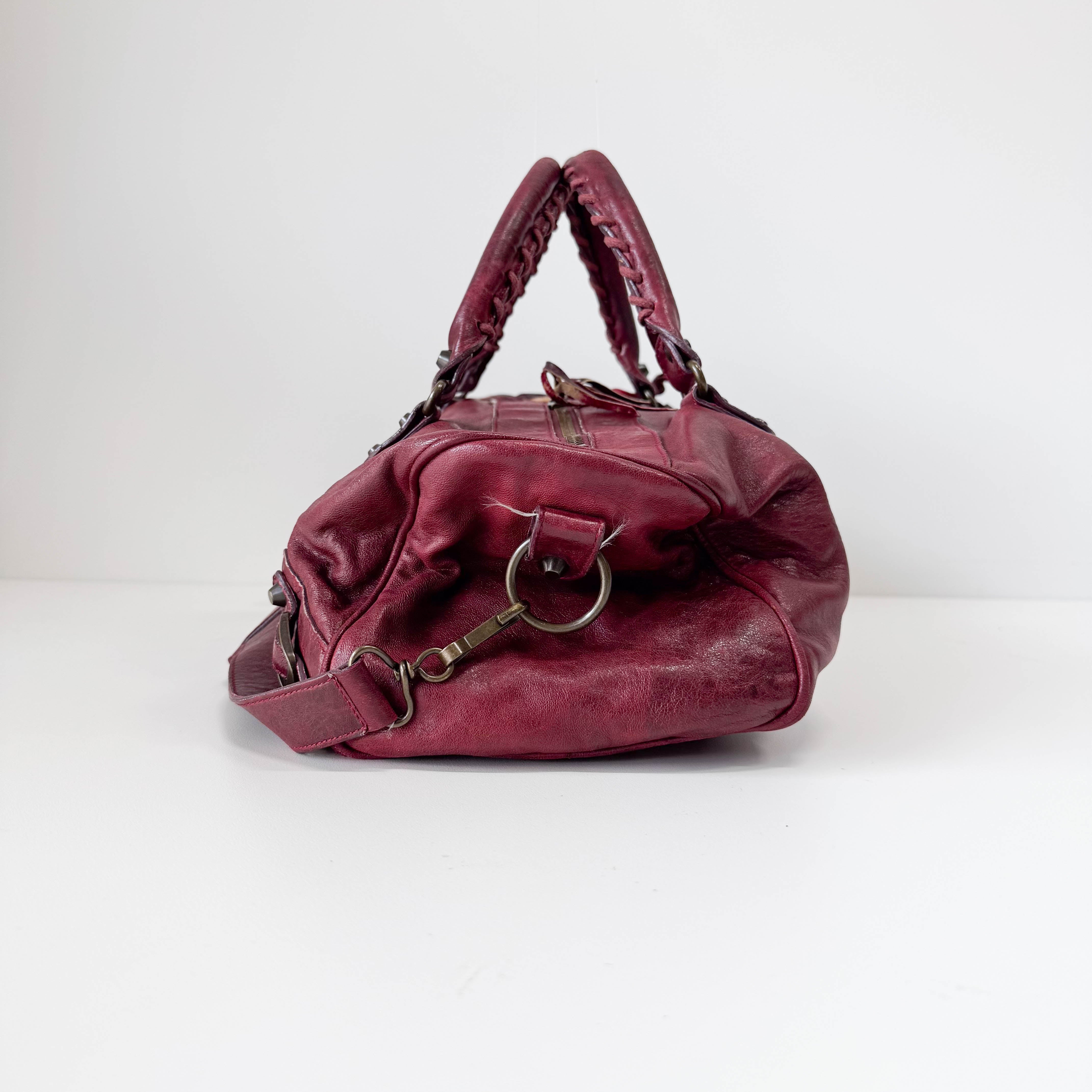 The City Burgundy Leather Two Way Bag