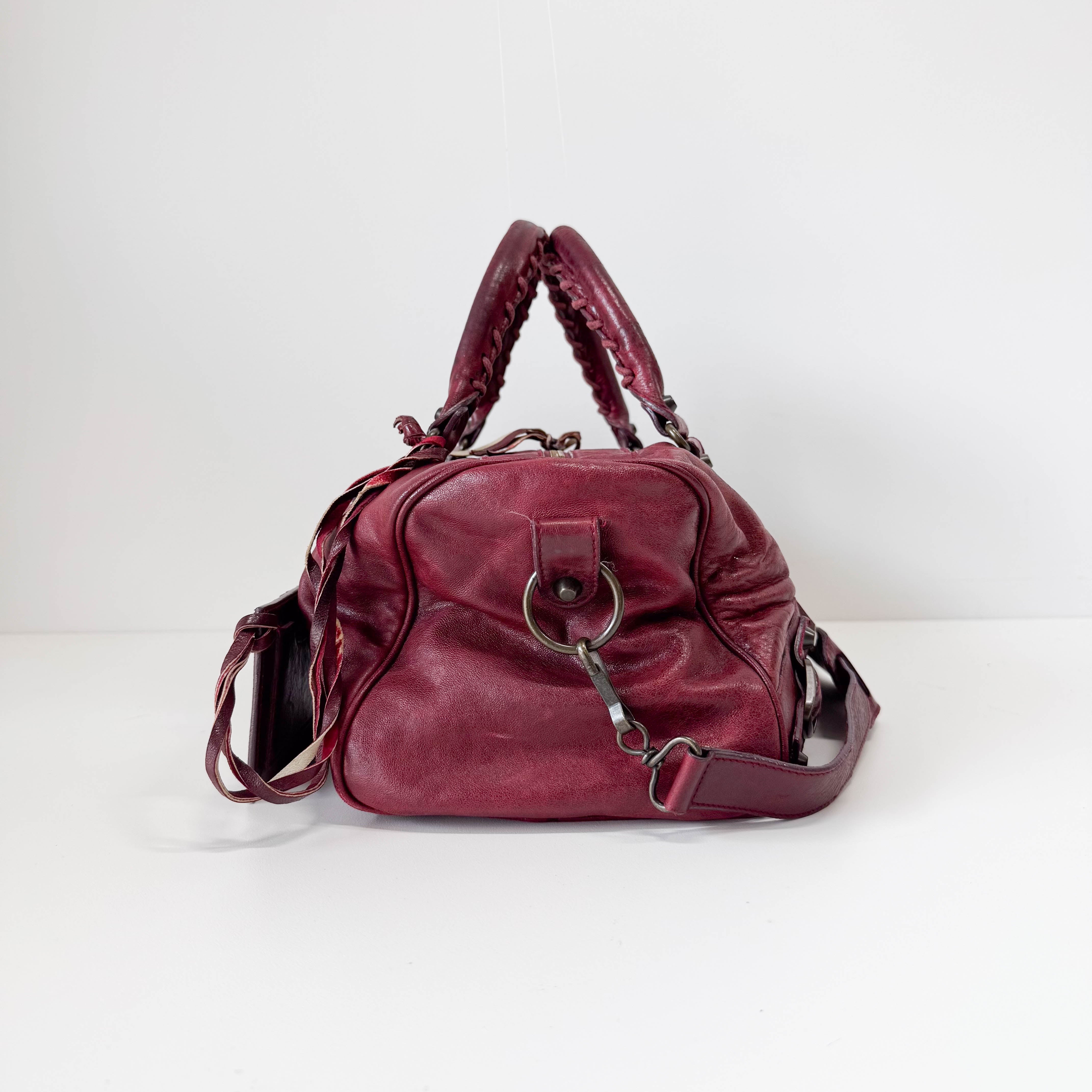 The City Burgundy Leather Two Way Bag