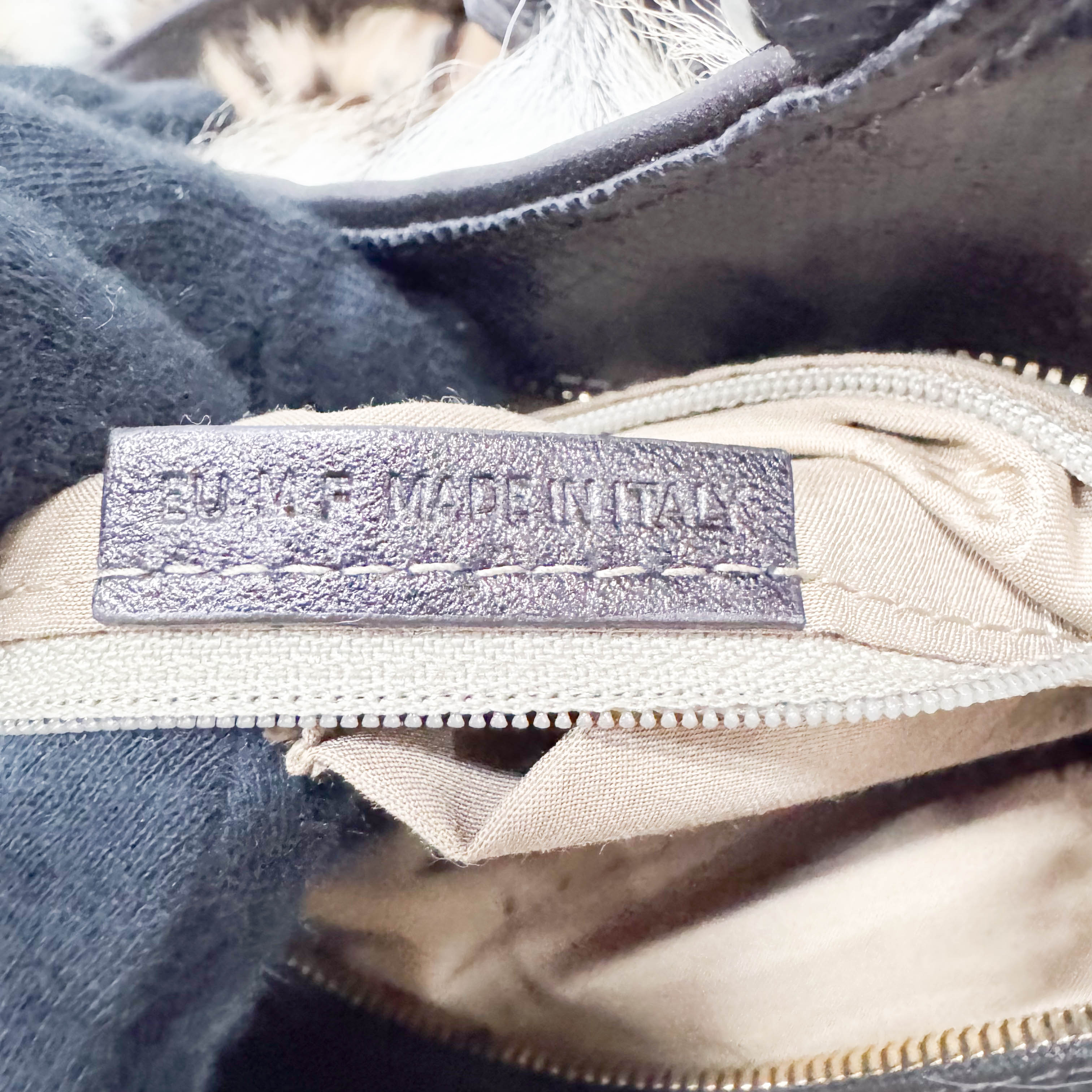 Neutral Leopard Print Pony Hair & Black Lizzard Embossed Leather Shoulder Bag