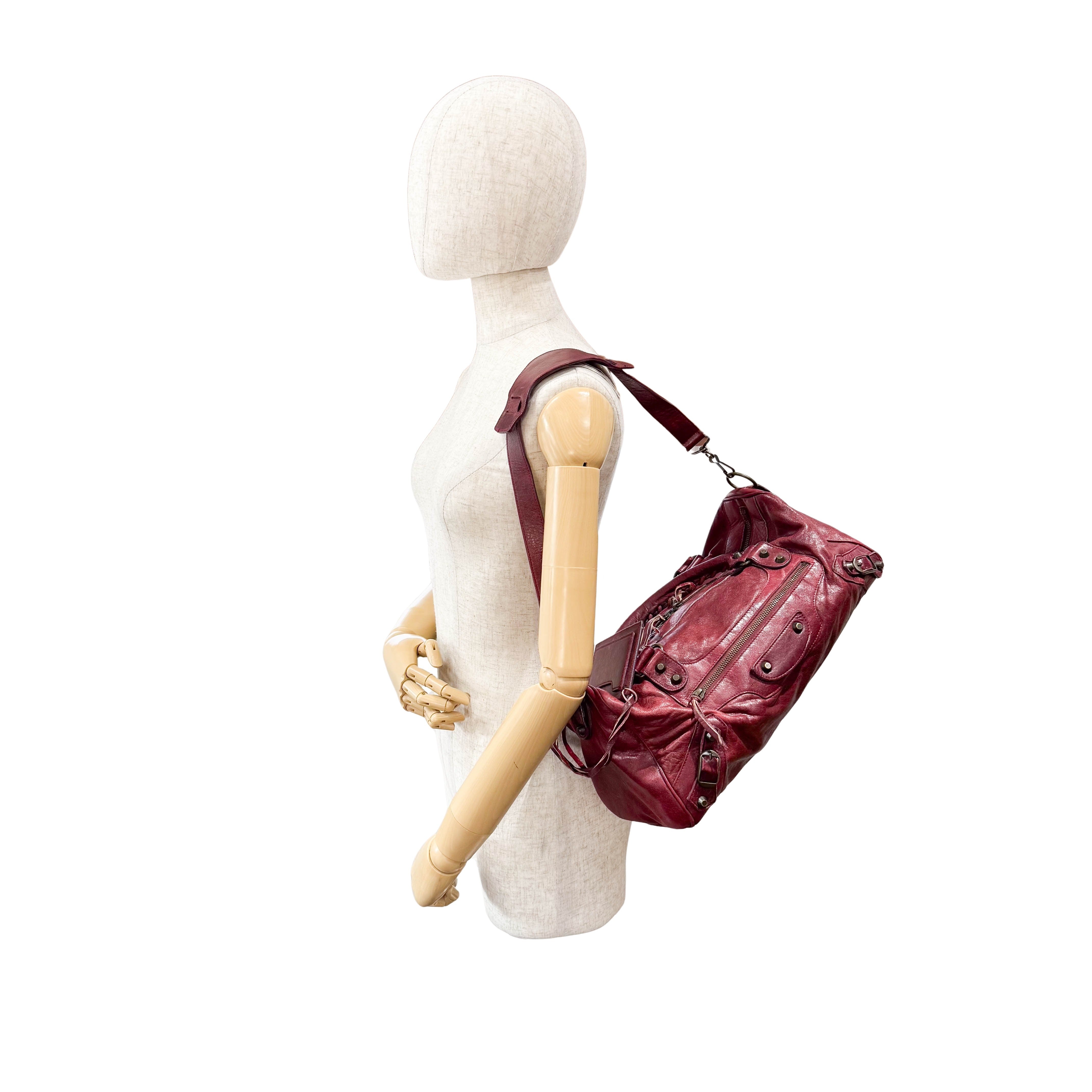 The City Burgundy Leather Two Way Bag