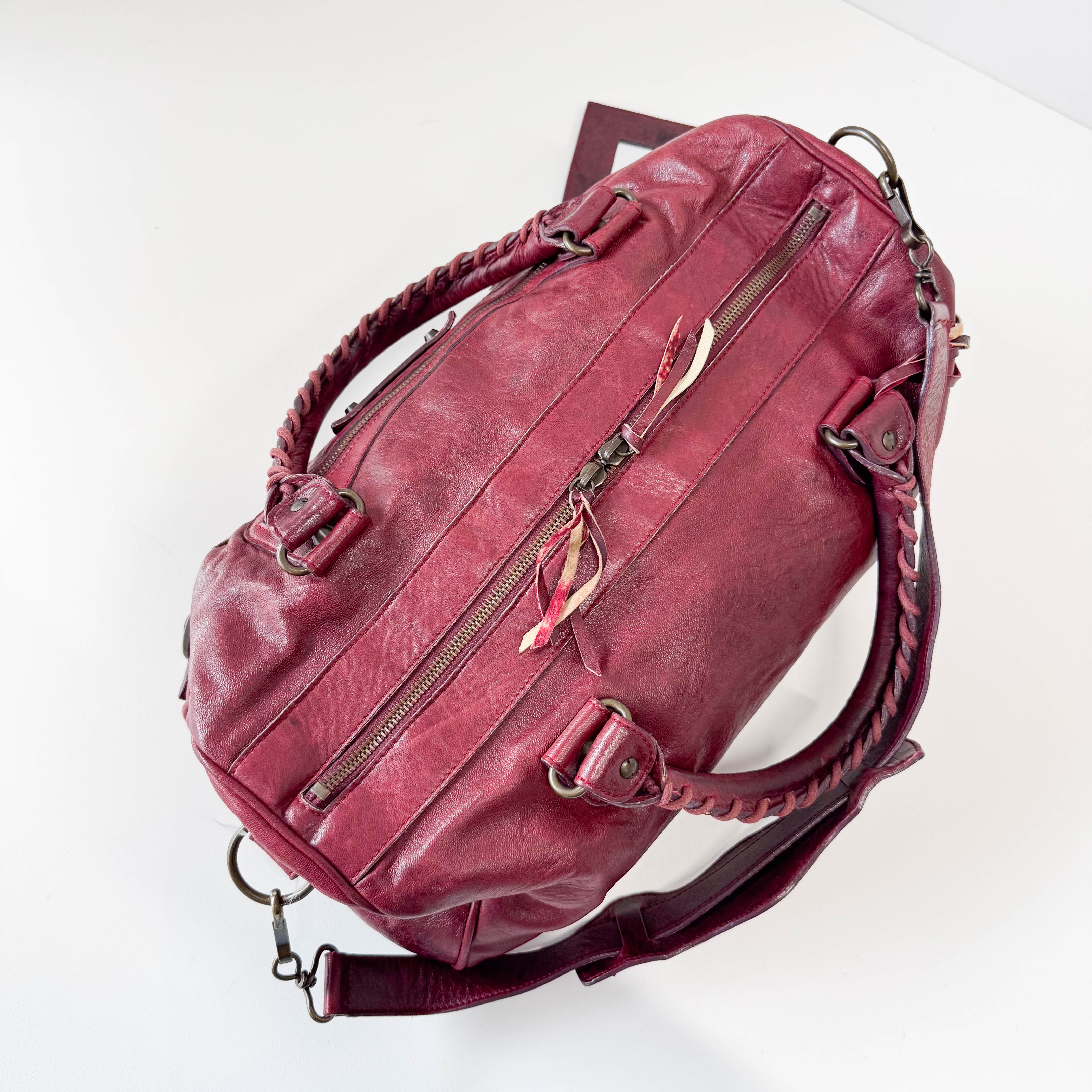 The City Burgundy Leather Two Way Bag