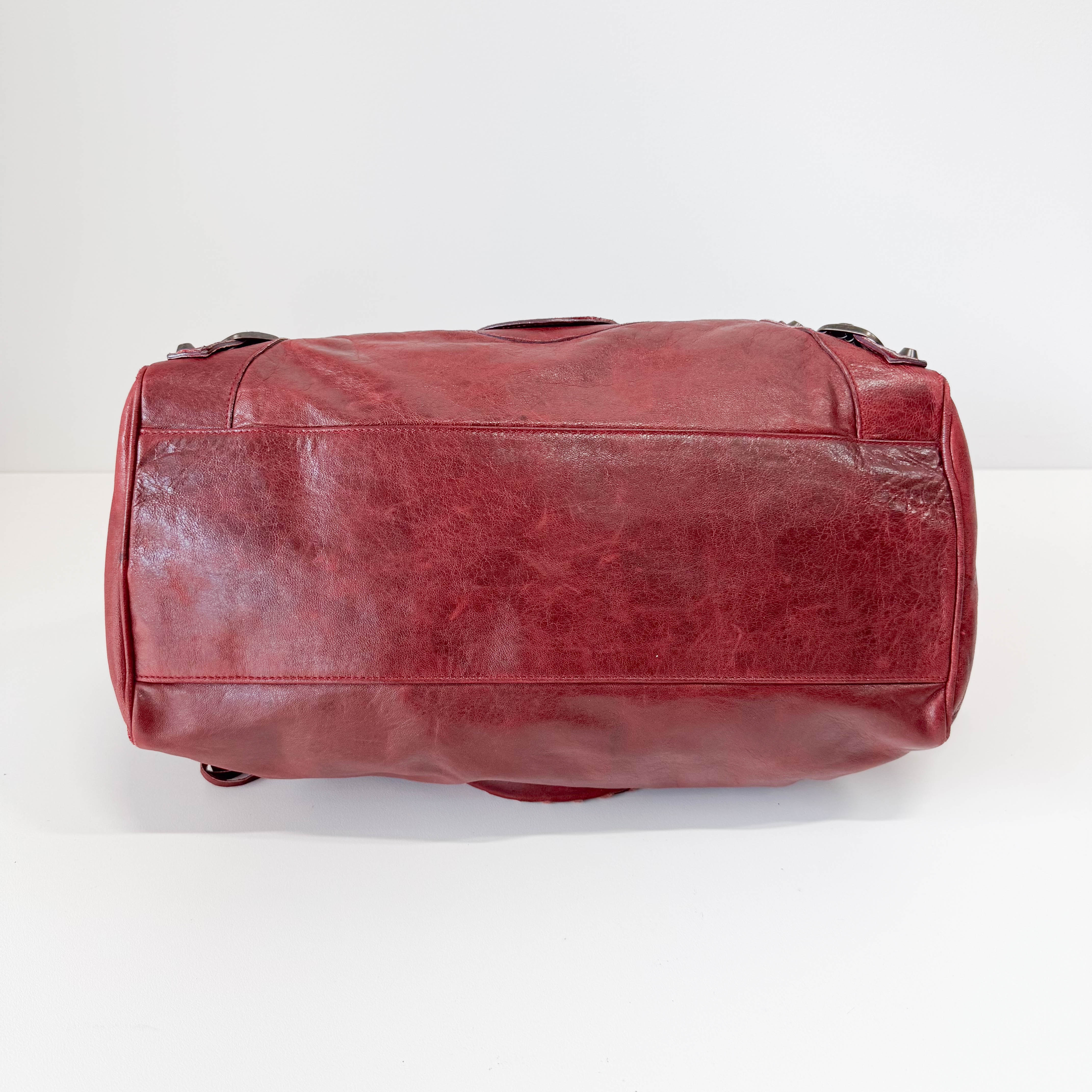 The City Burgundy Leather Two Way Bag