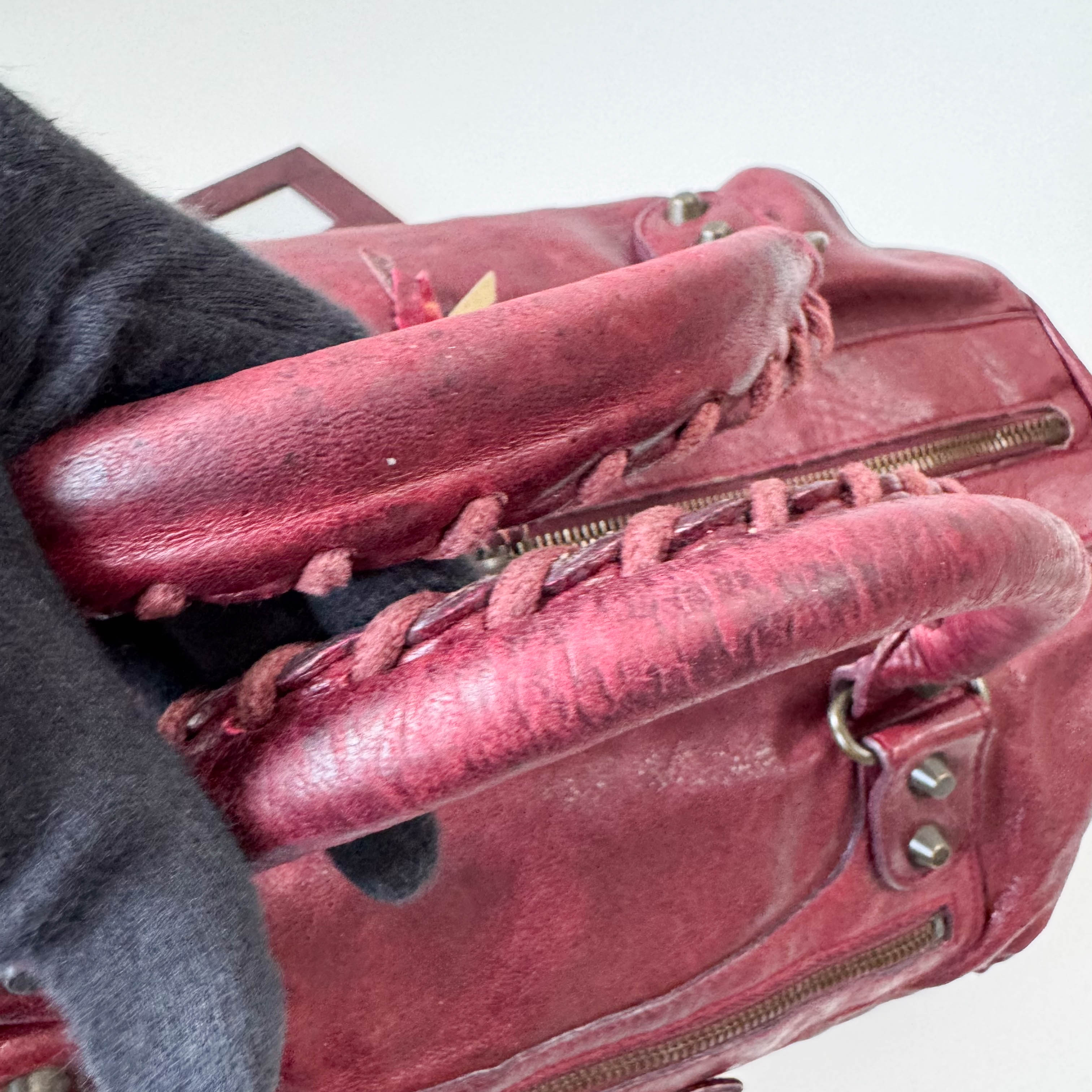 The City Burgundy Leather Two Way Bag