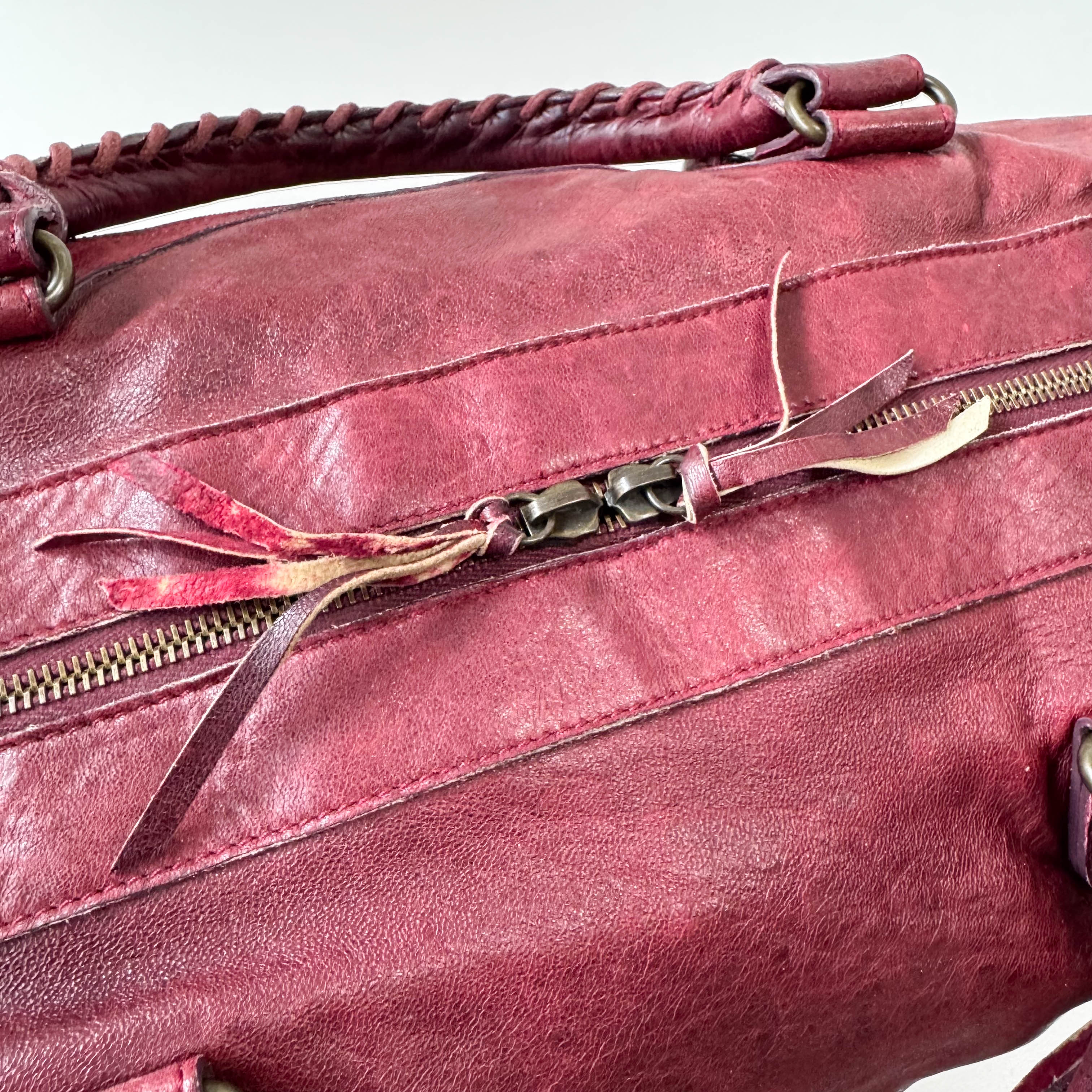 The City Burgundy Leather Two Way Bag
