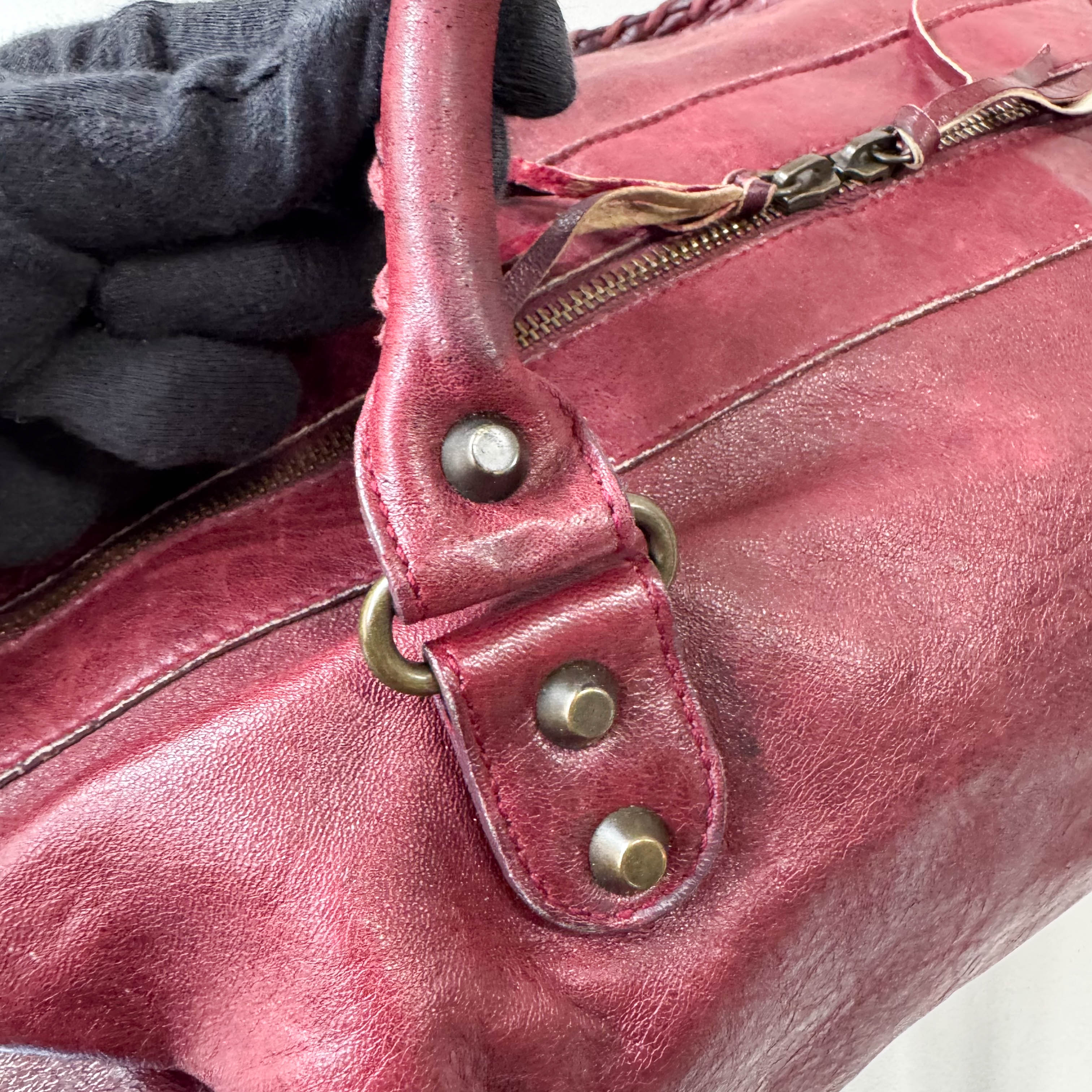 The City Burgundy Leather Two Way Bag