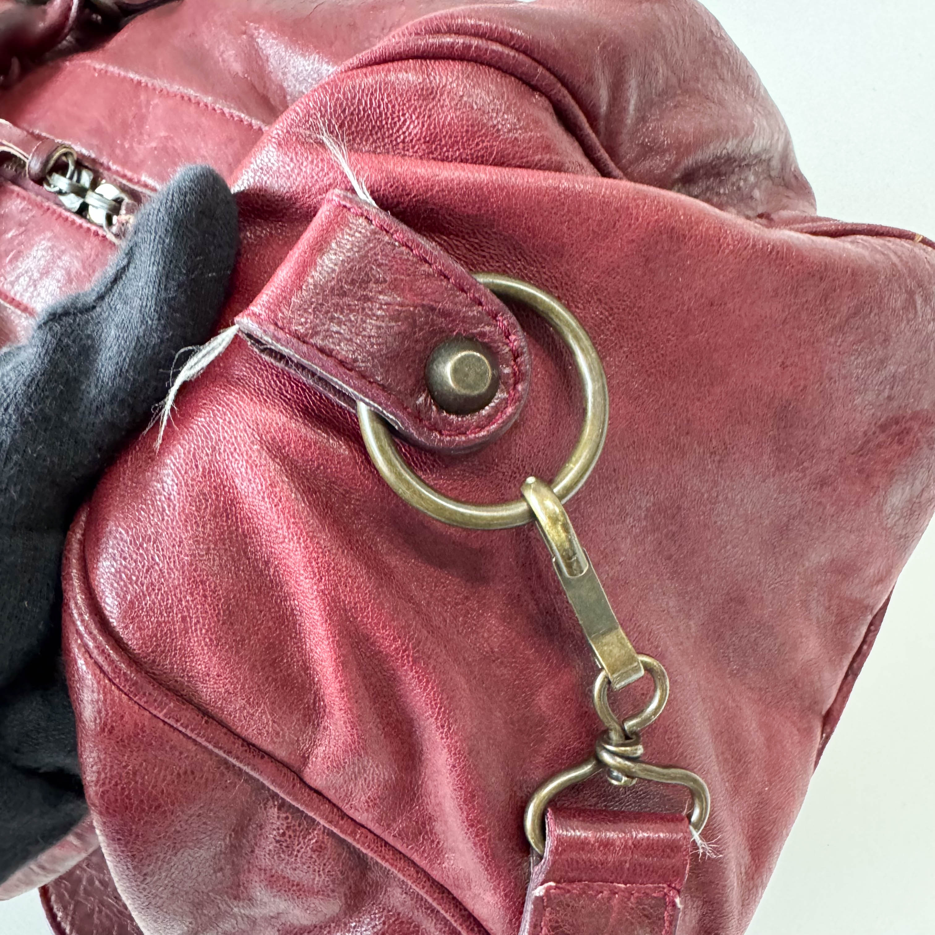 The City Burgundy Leather Two Way Bag