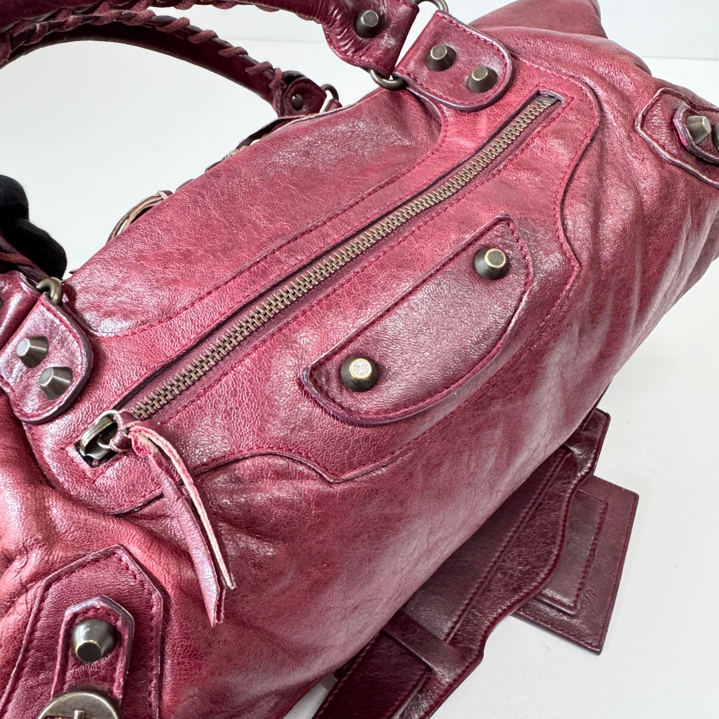 The City Burgundy Leather Two Way Bag