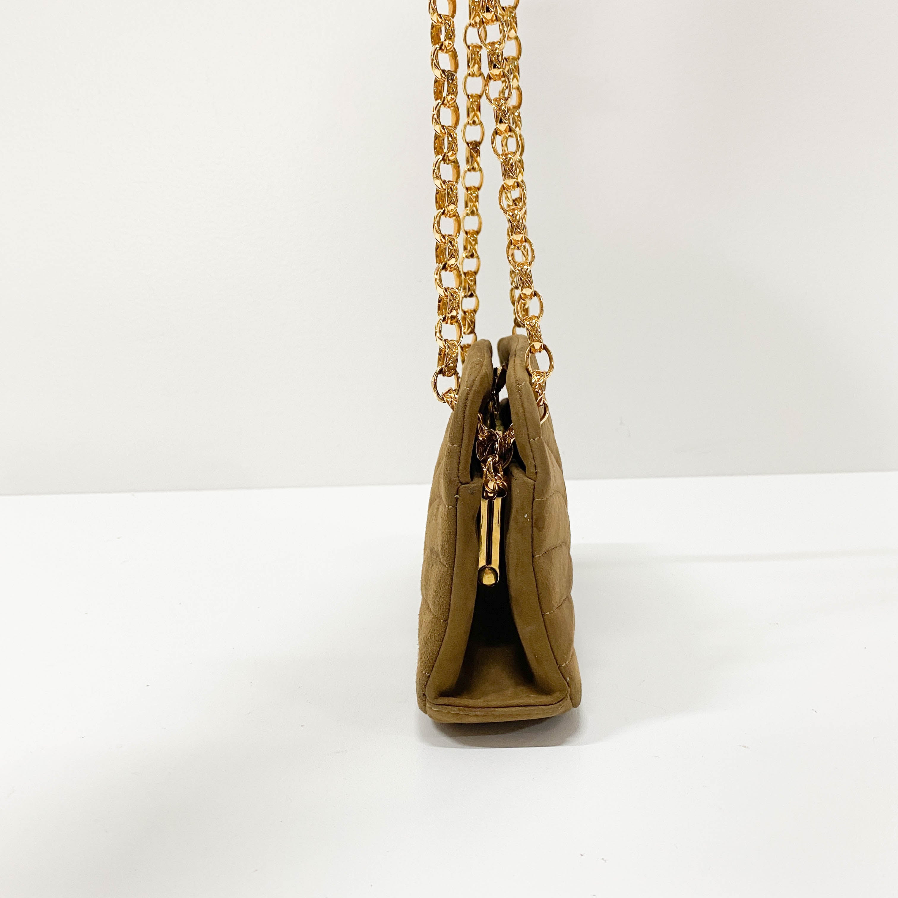 Small Brown Suede Chain Shoulder Bag