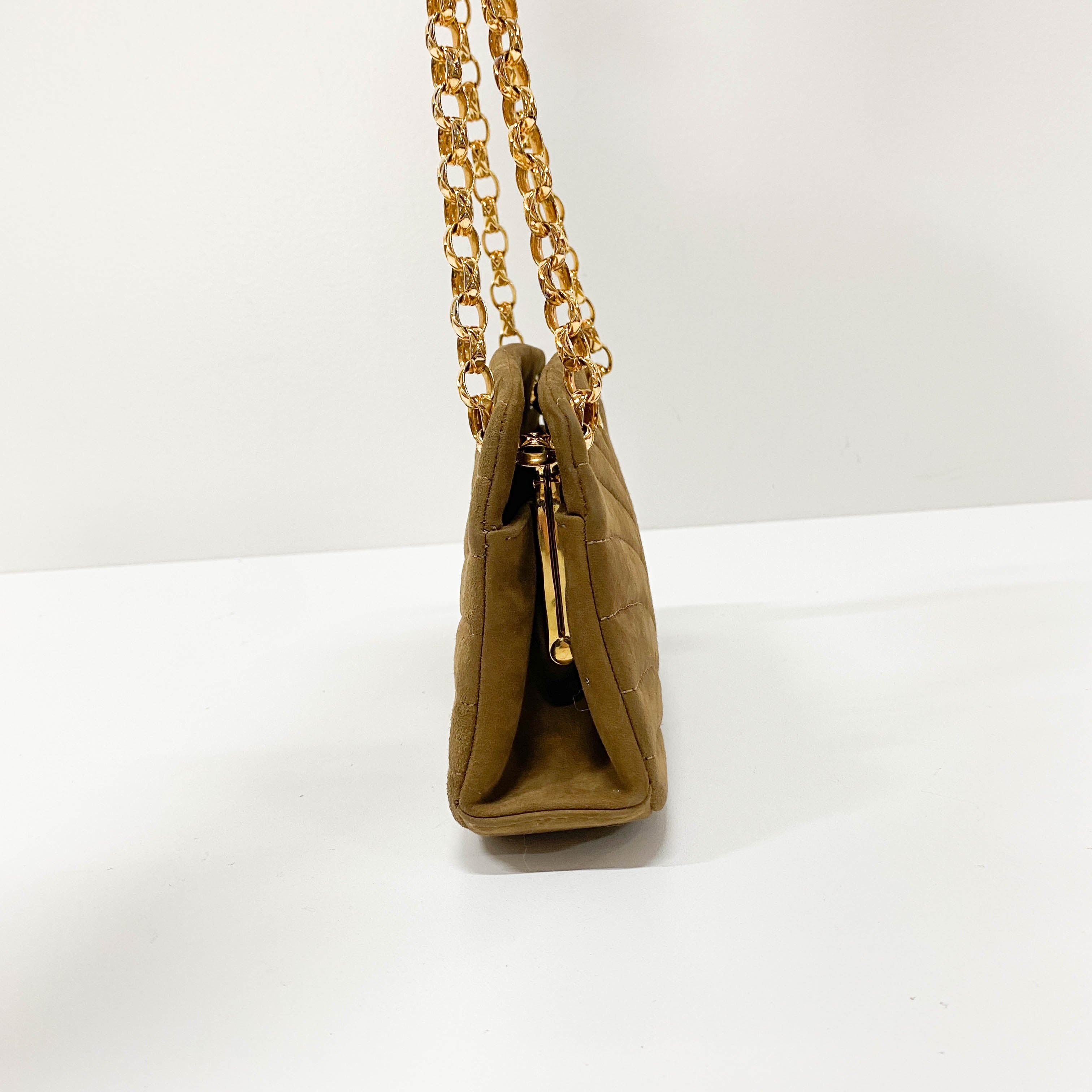 Small Brown Suede Chain Shoulder Bag