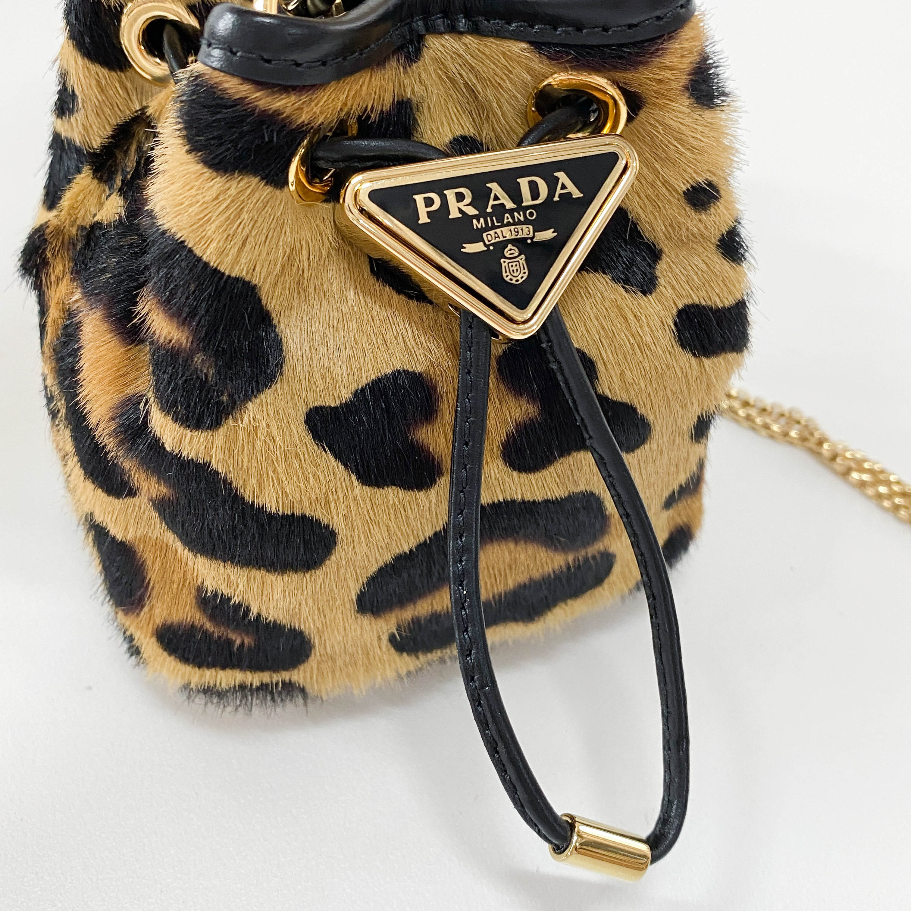 Mini Pouch Bag Leopard Print Pony Hair