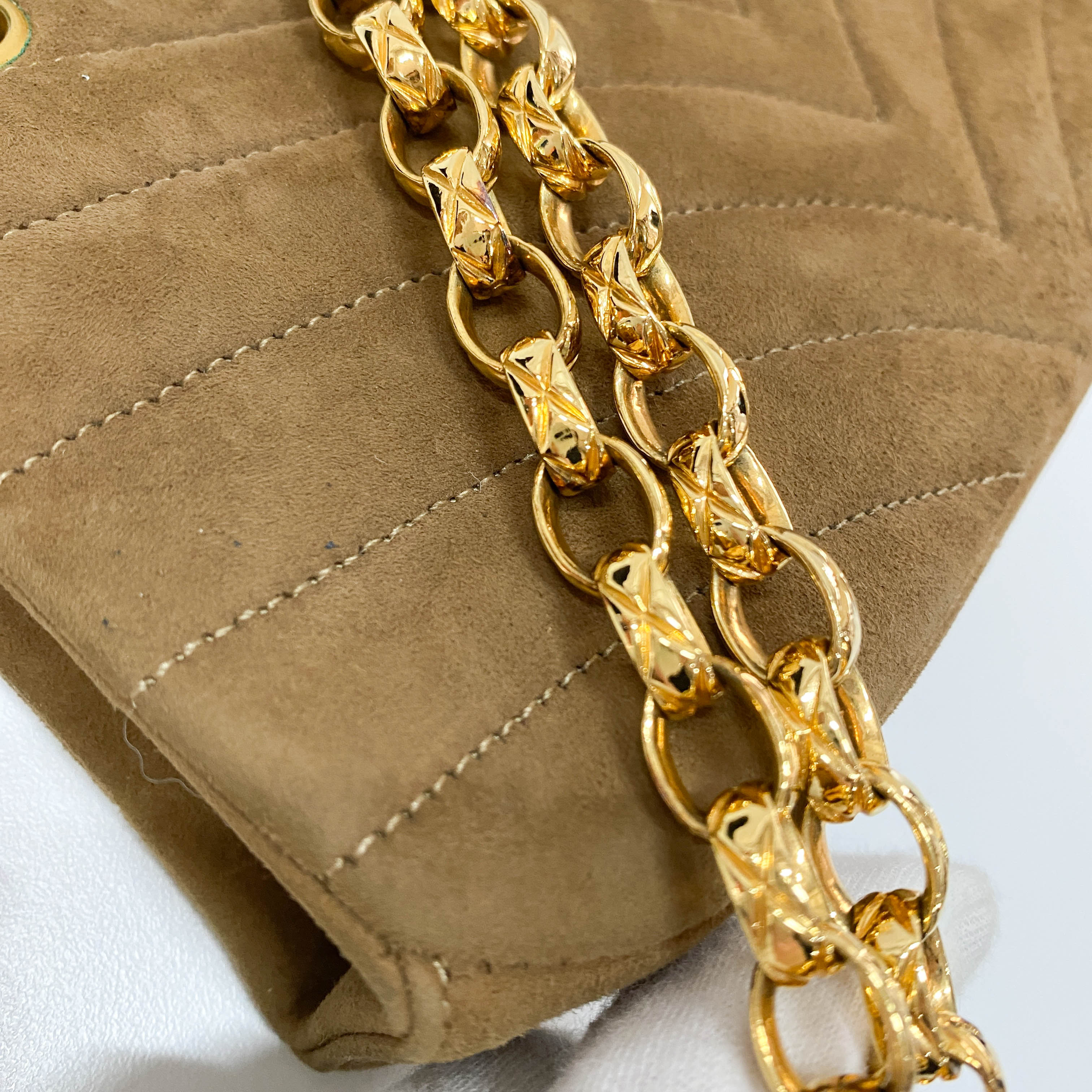 Small Brown Suede Chain Shoulder Bag