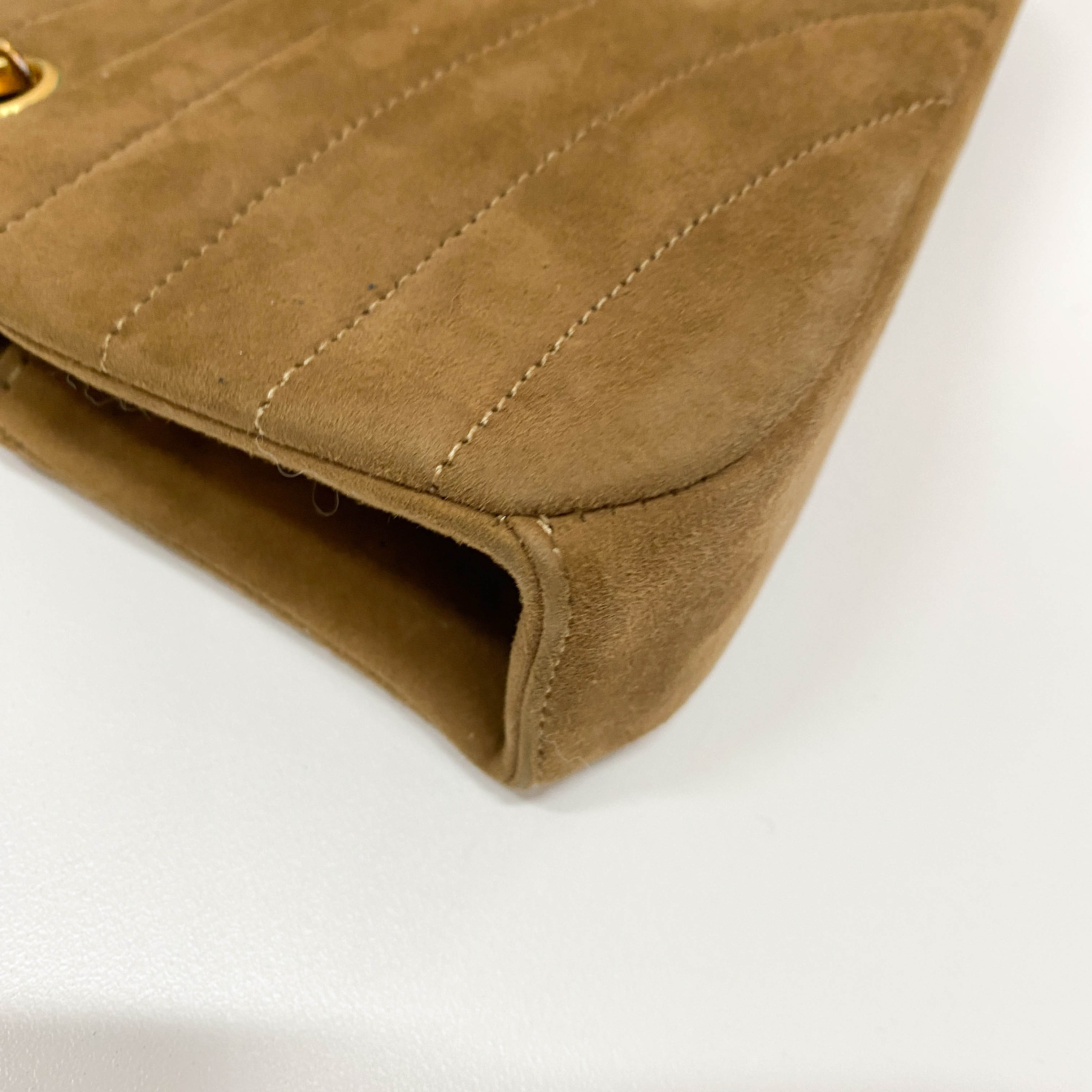 Small Brown Suede Chain Shoulder Bag