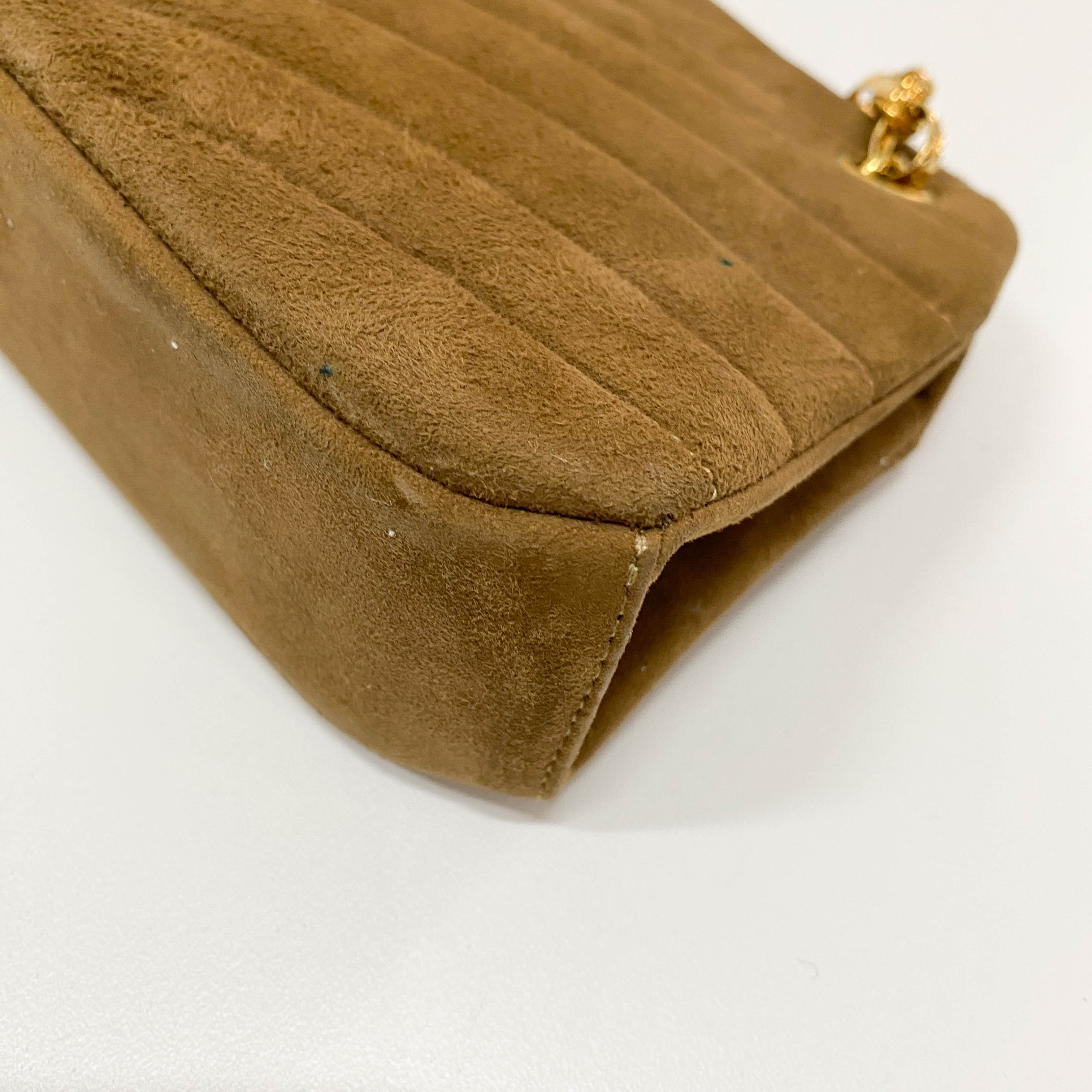 Small Brown Suede Chain Shoulder Bag