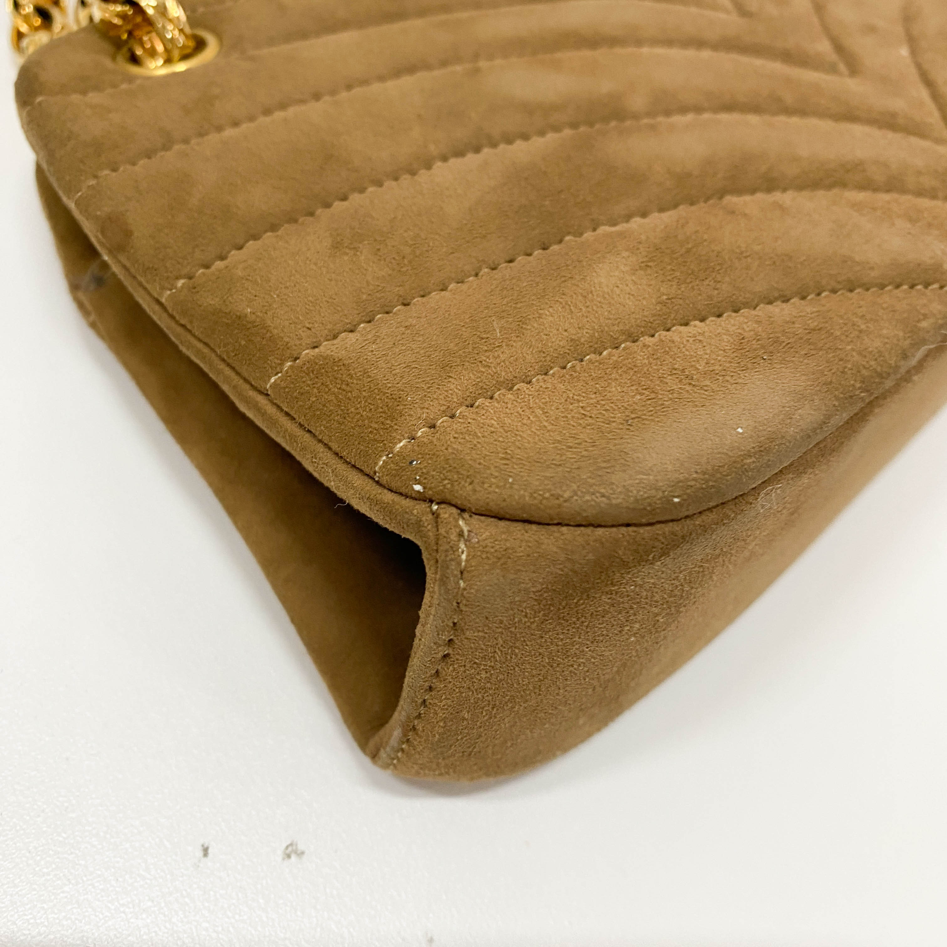 Small Brown Suede Chain Shoulder Bag