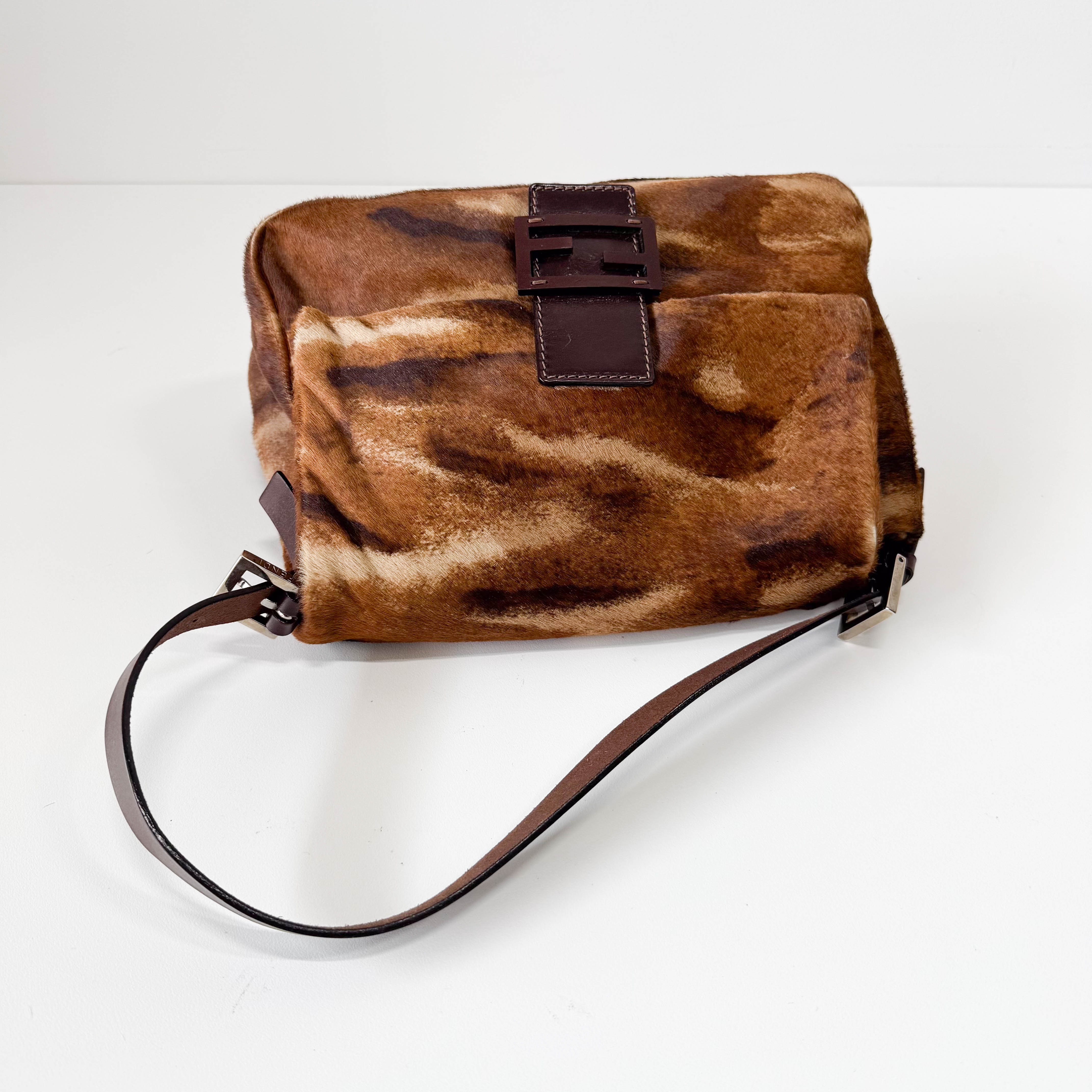 Mamma Baguette Brown Pony Hair Shoulder Bag