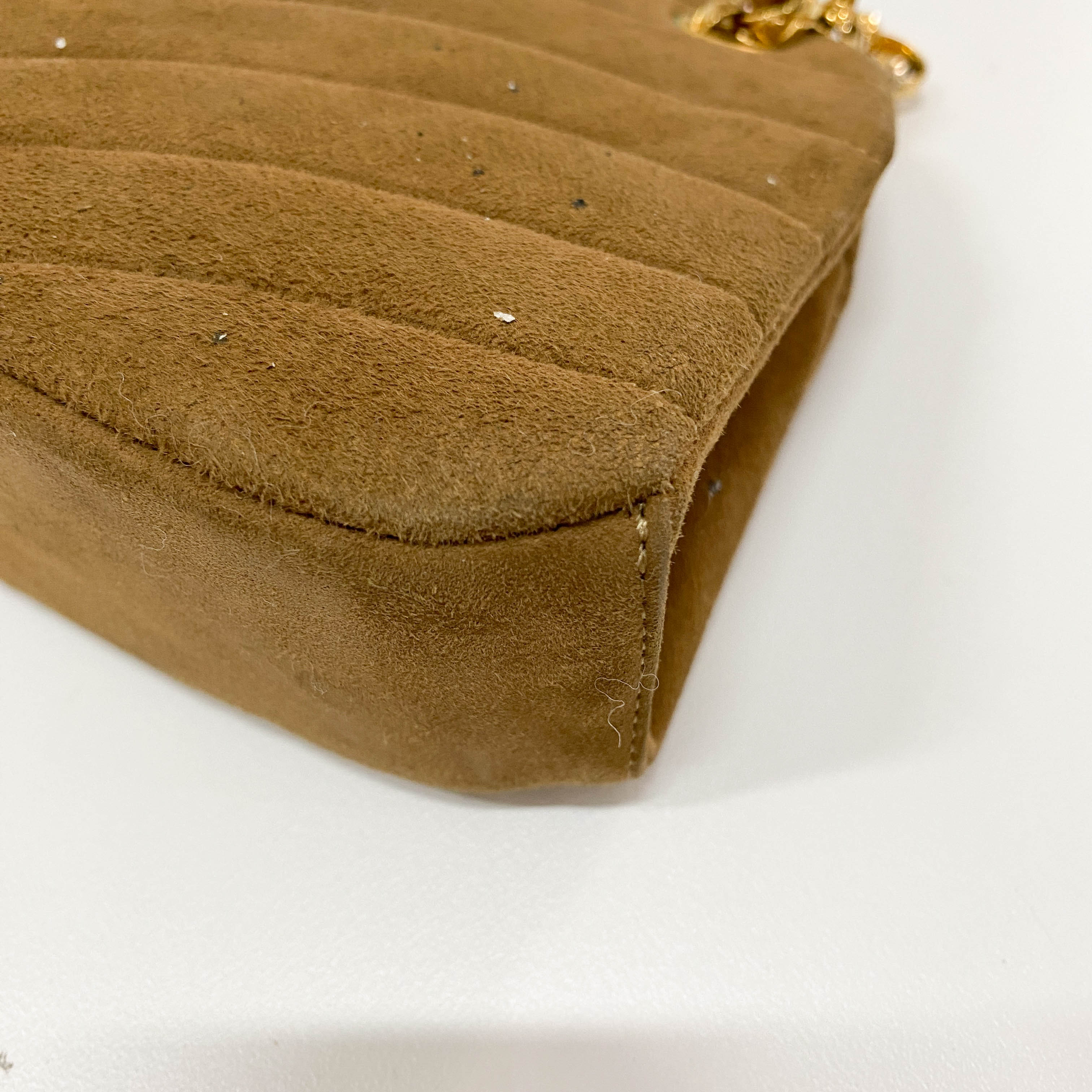 Small Brown Suede Chain Shoulder Bag