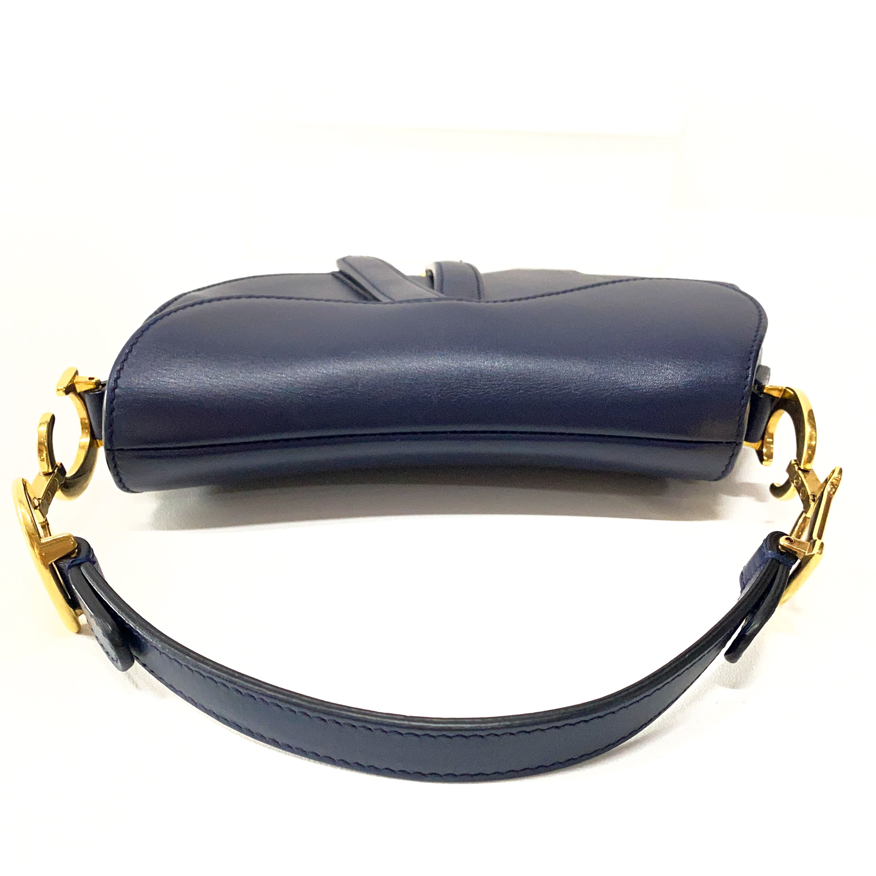 Saddle Small Navy Leather Handbag