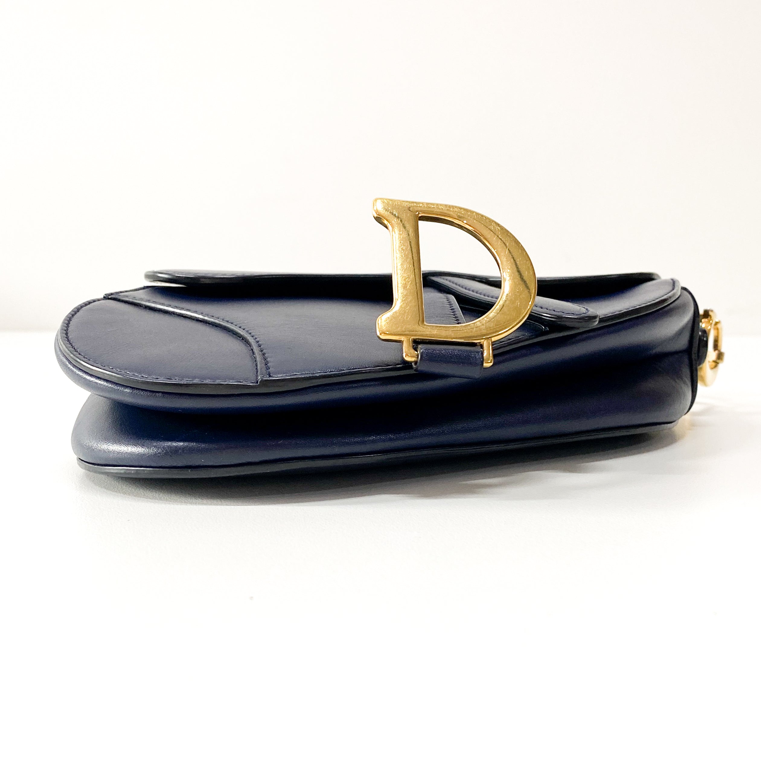 Saddle Small Navy Leather Handbag