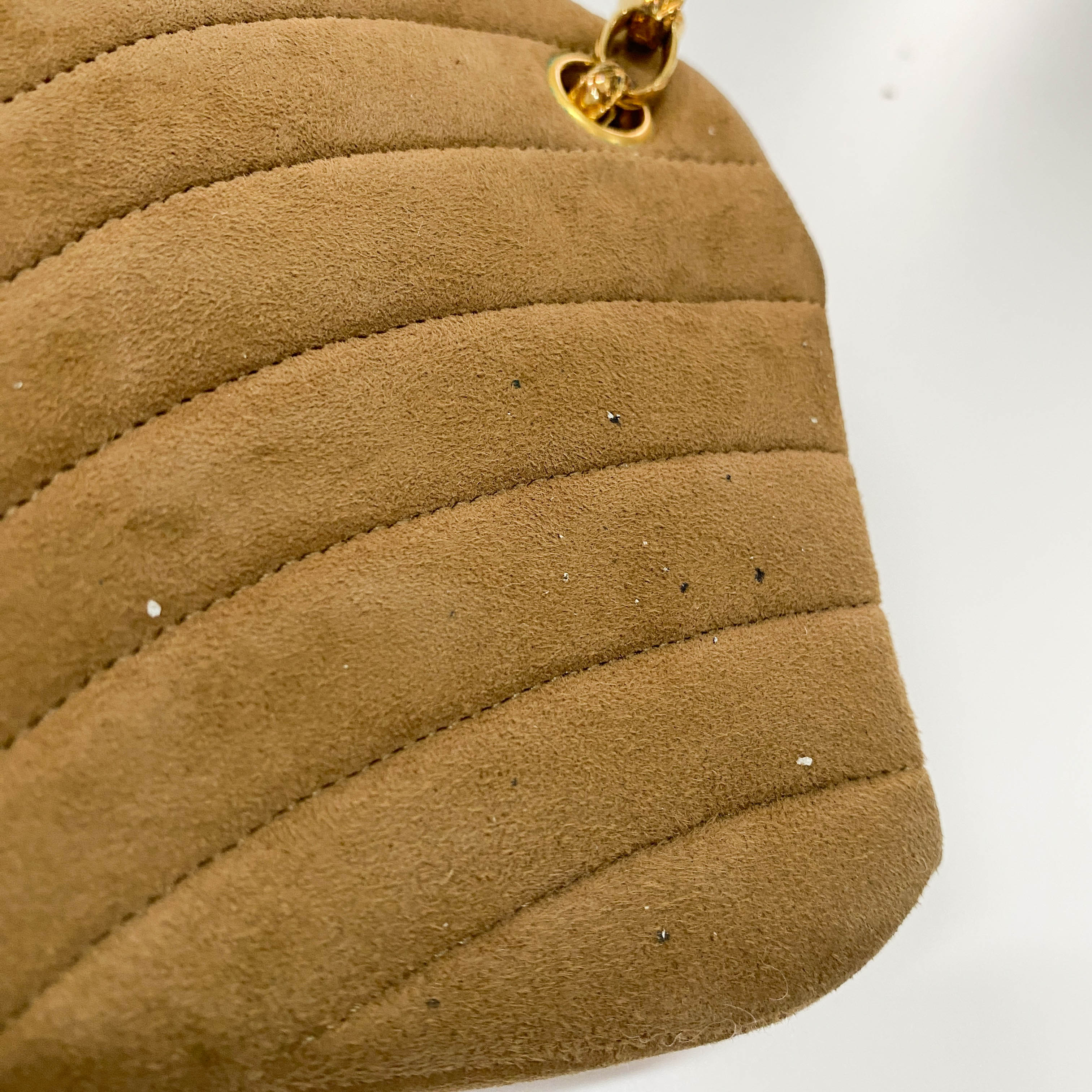 Small Brown Suede Chain Shoulder Bag