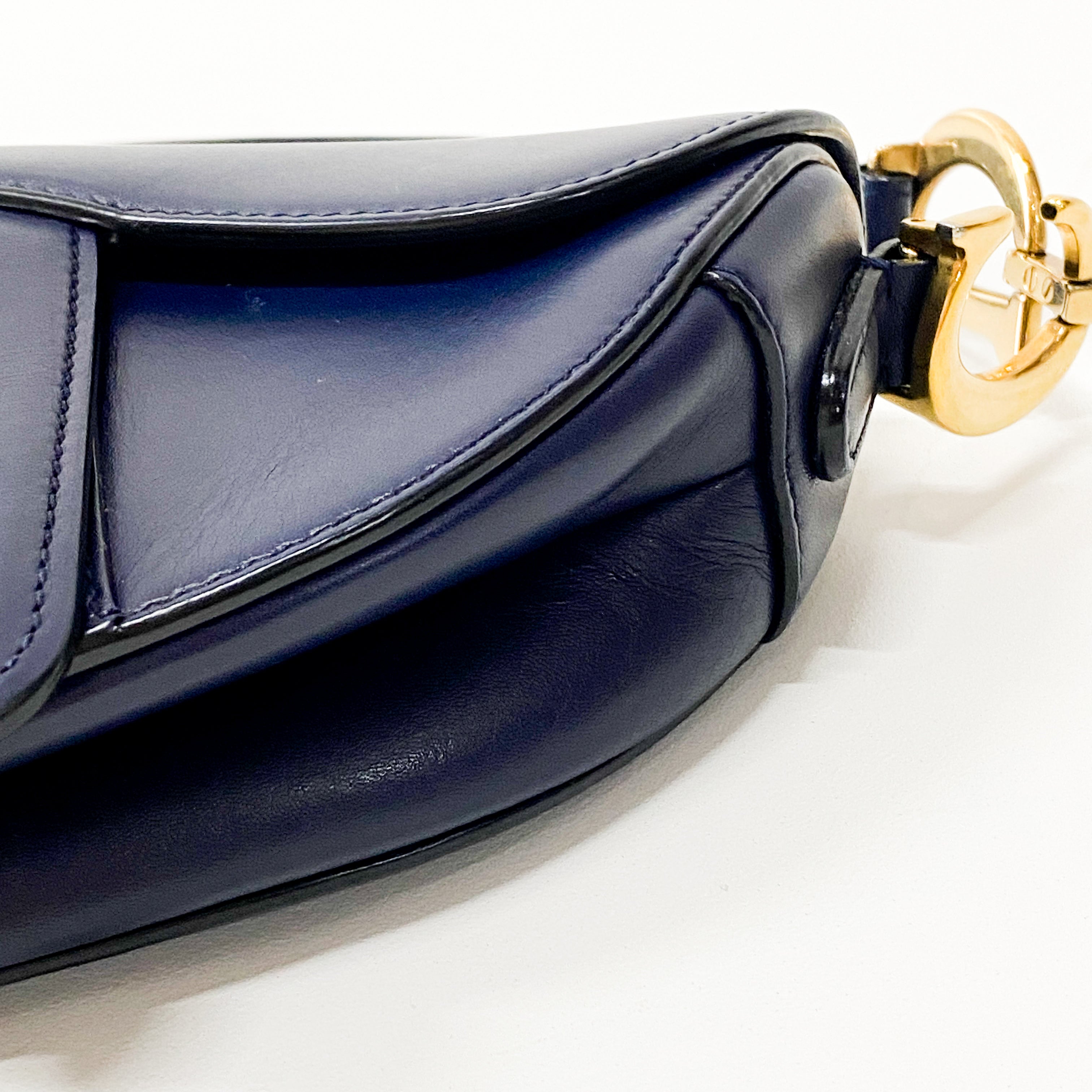 Saddle Small Navy Leather Handbag