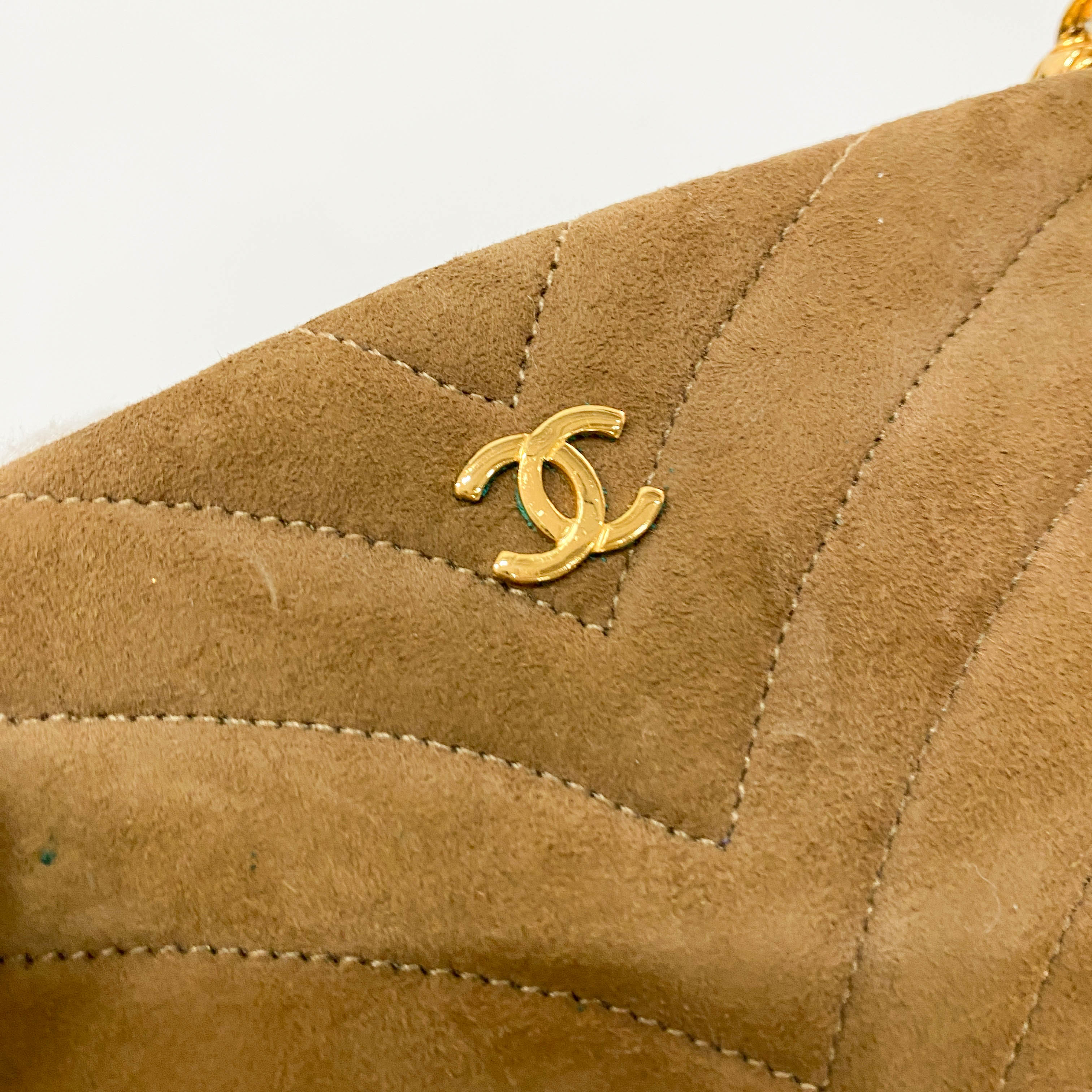 Small Brown Suede Chain Shoulder Bag