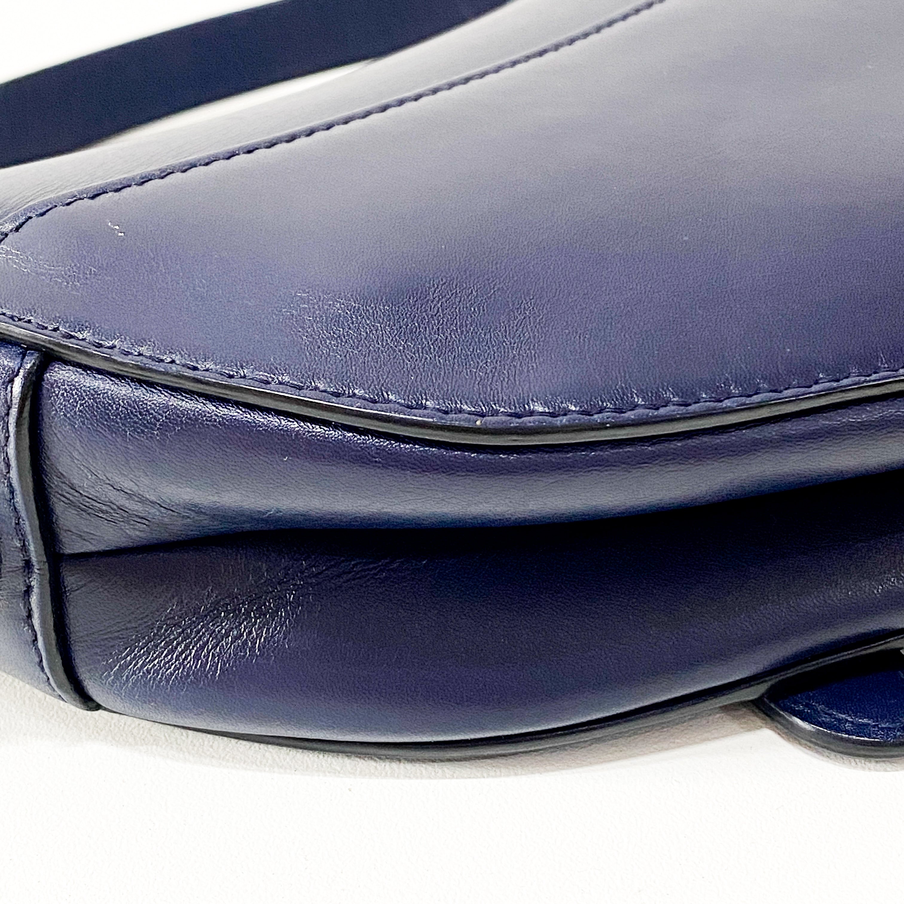 Saddle Small Navy Leather Handbag