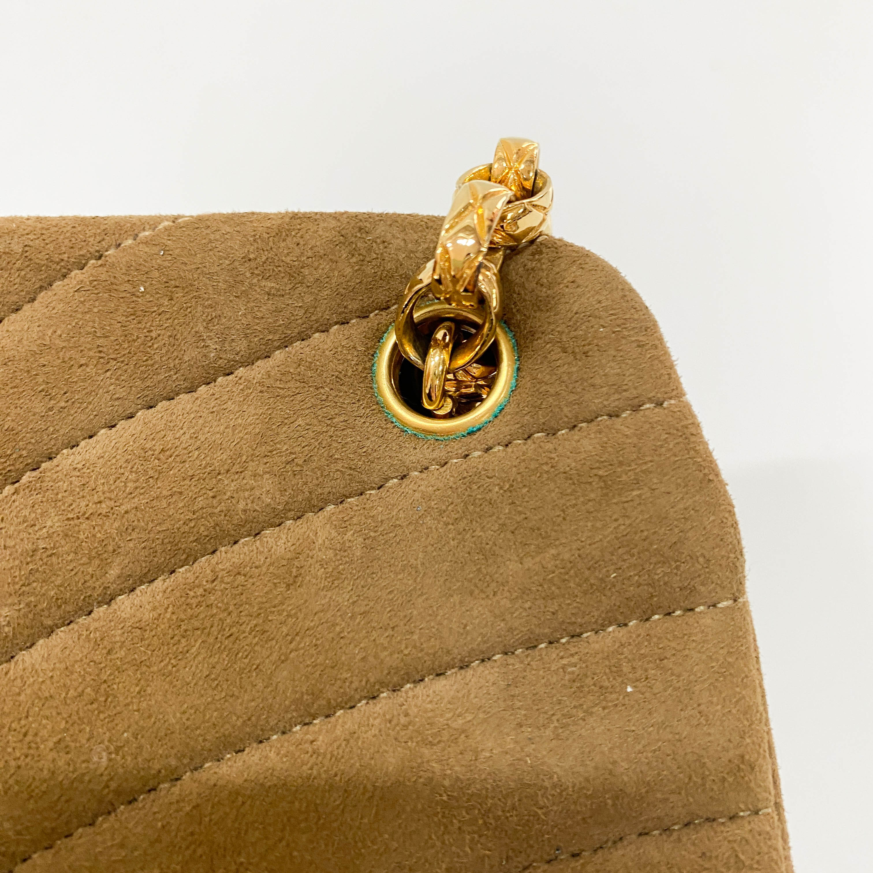 Small Brown Suede Chain Shoulder Bag