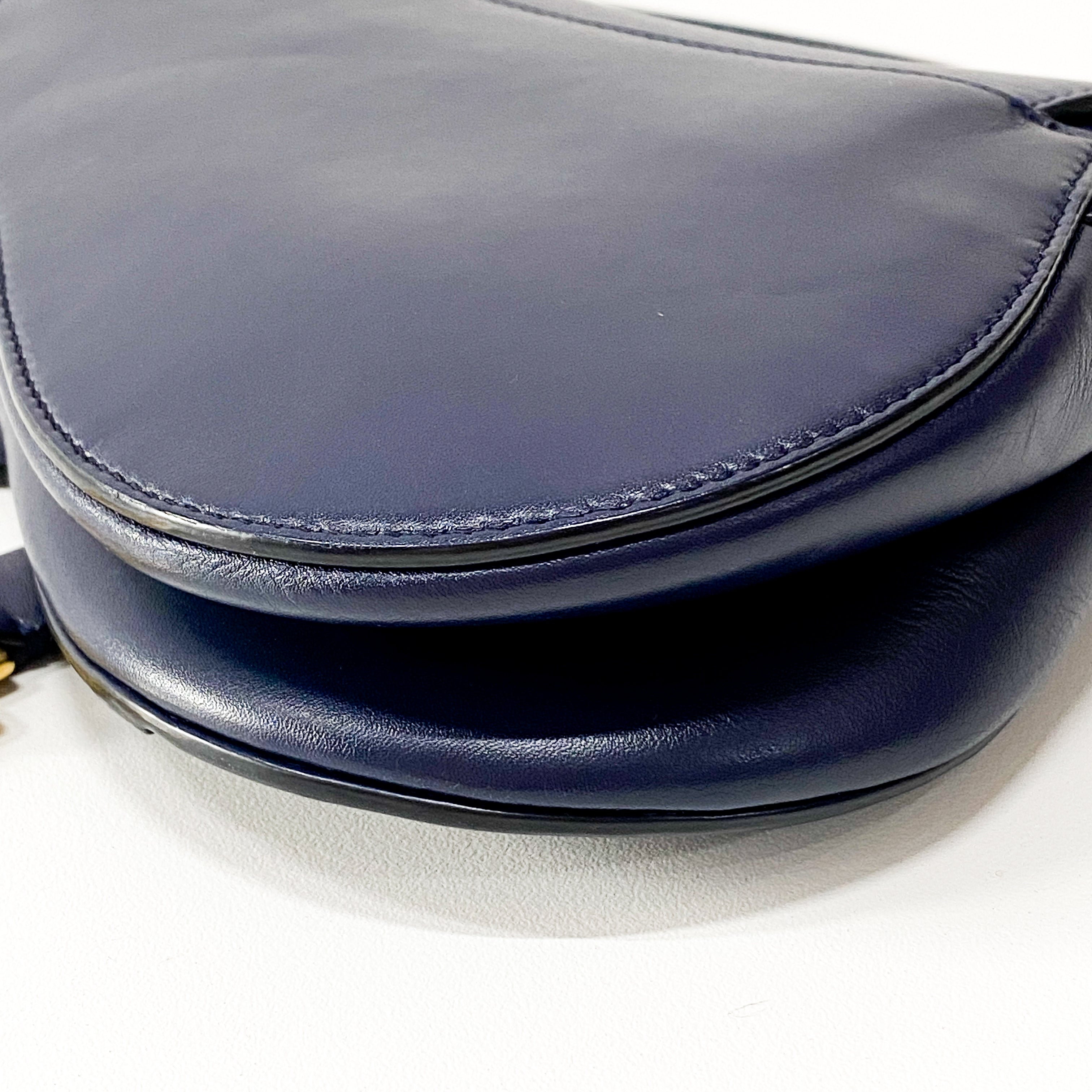 Saddle Small Navy Leather Handbag