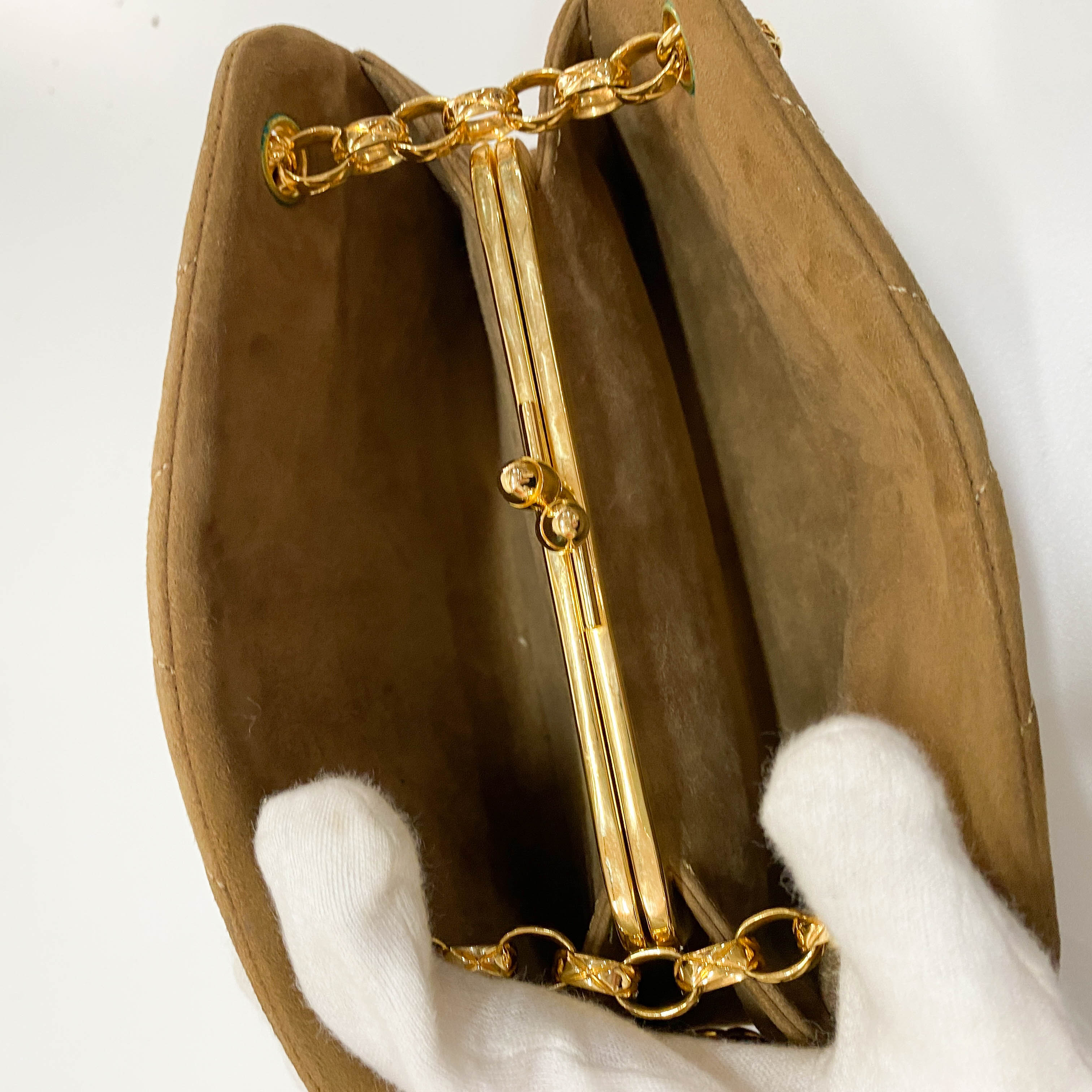 Small Brown Suede Chain Shoulder Bag