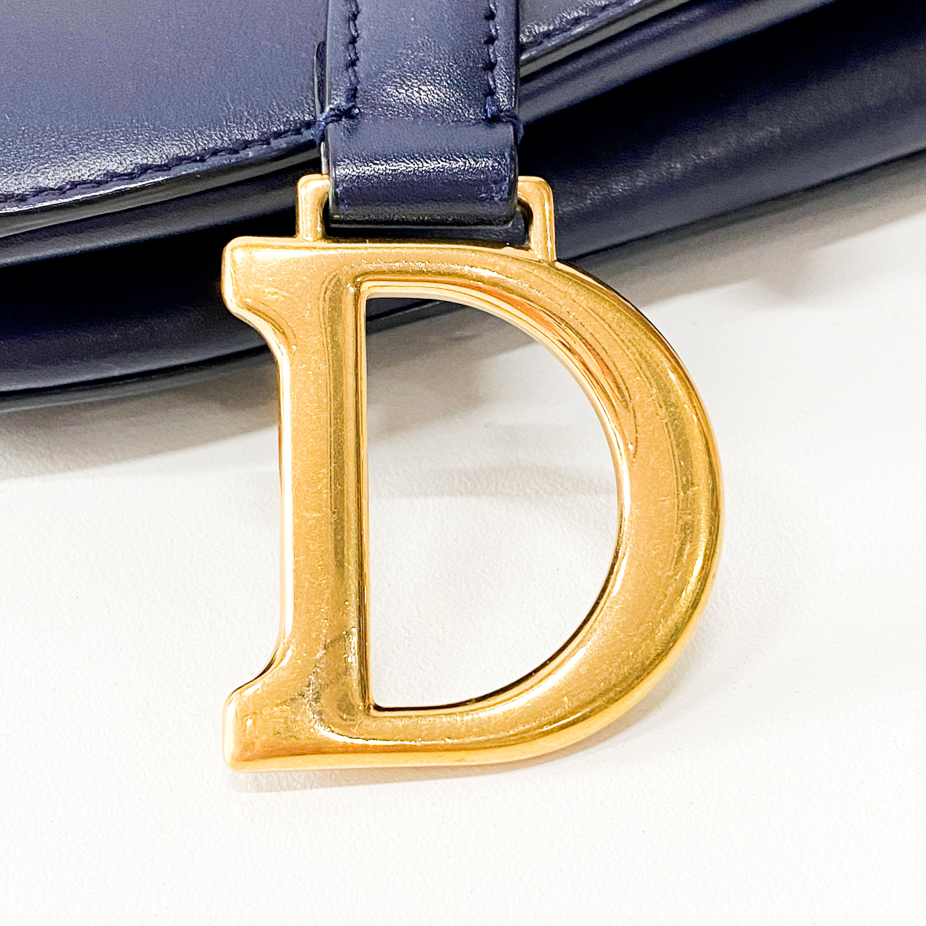 Saddle Small Navy Leather Handbag