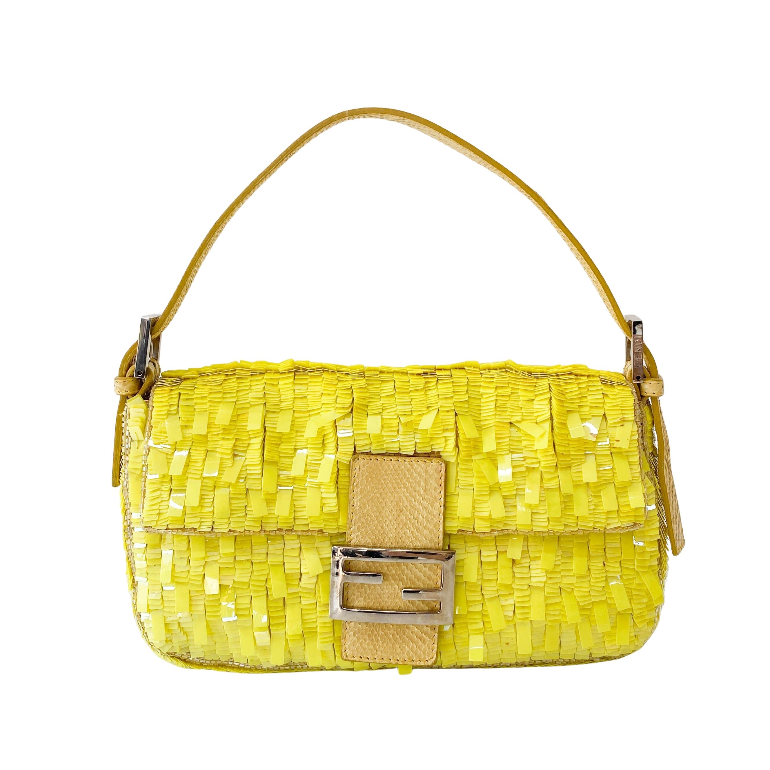 Baguette Yellow Sequin Shoulder Bag