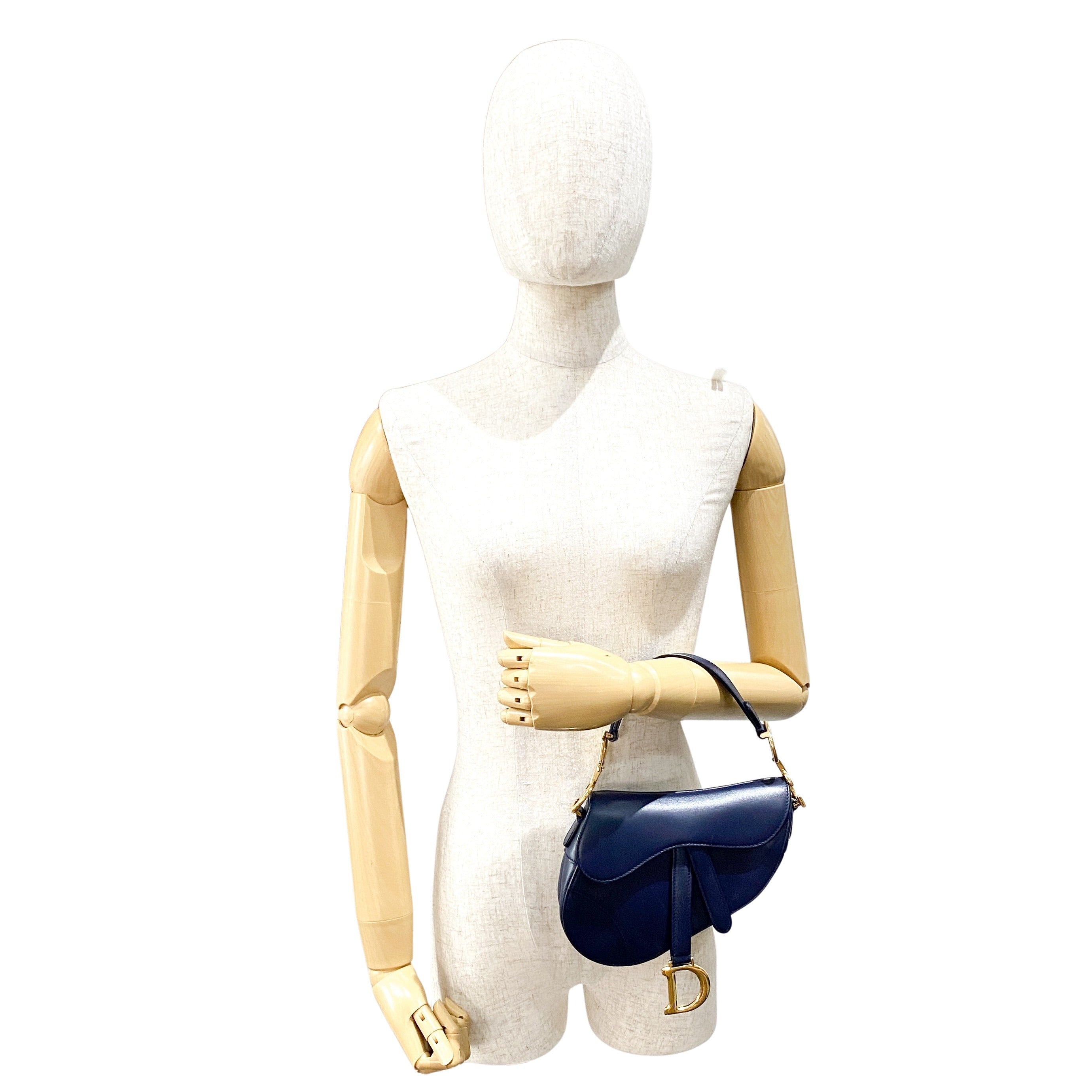 Saddle Small Navy Leather Handbag