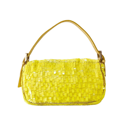 Baguette Yellow Sequin Shoulder Bag