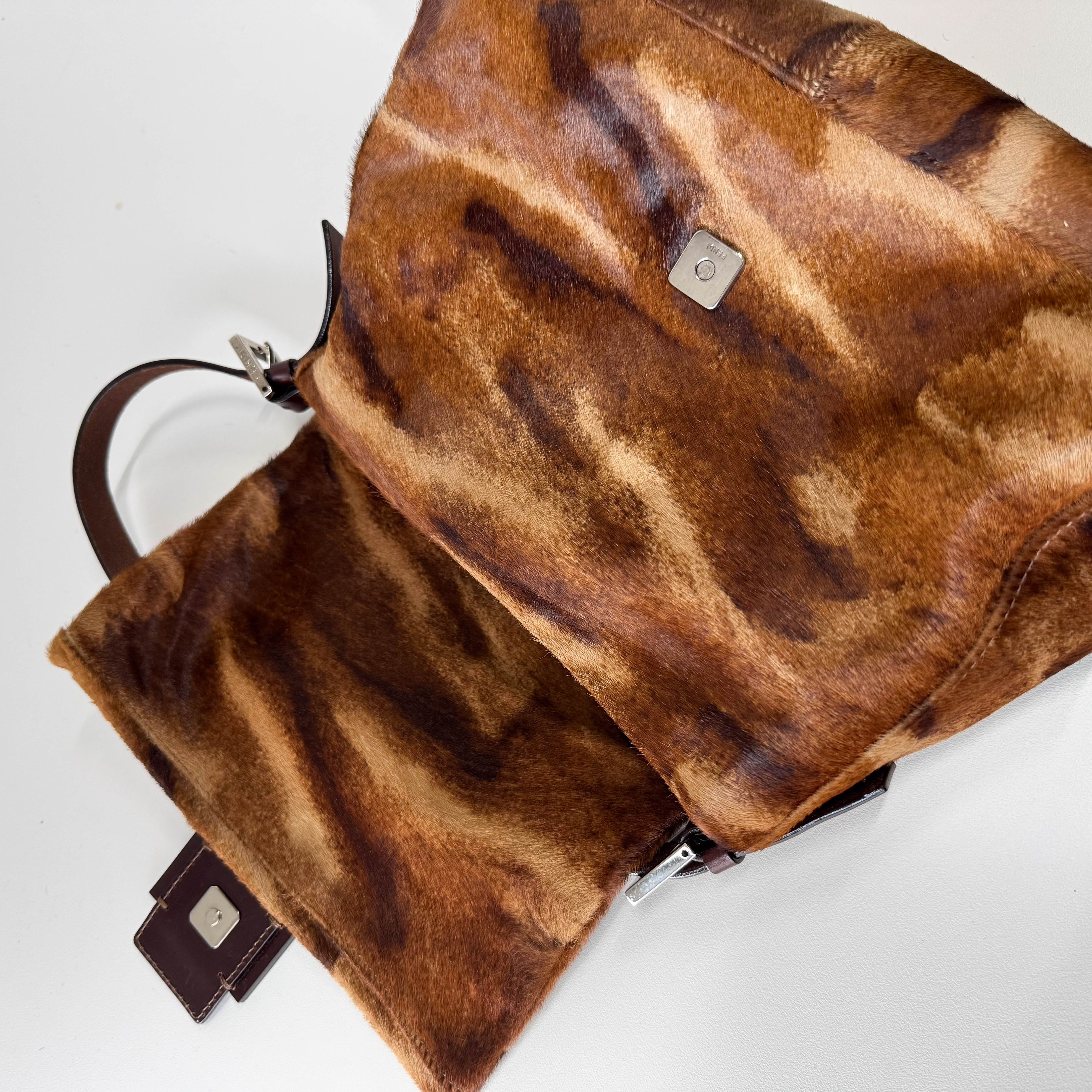 Mamma Baguette Brown Pony Hair Shoulder Bag