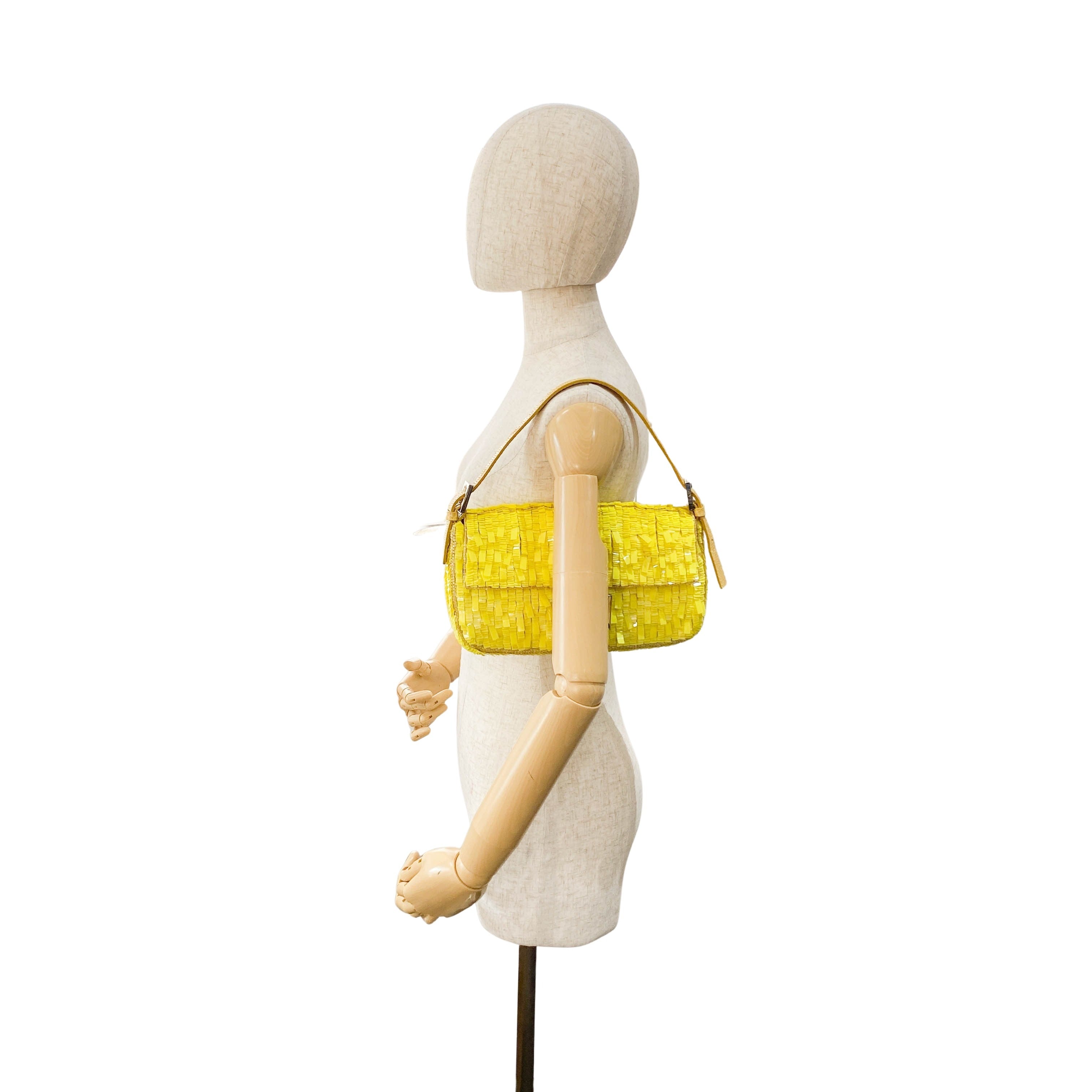 Baguette Yellow Sequin Shoulder Bag