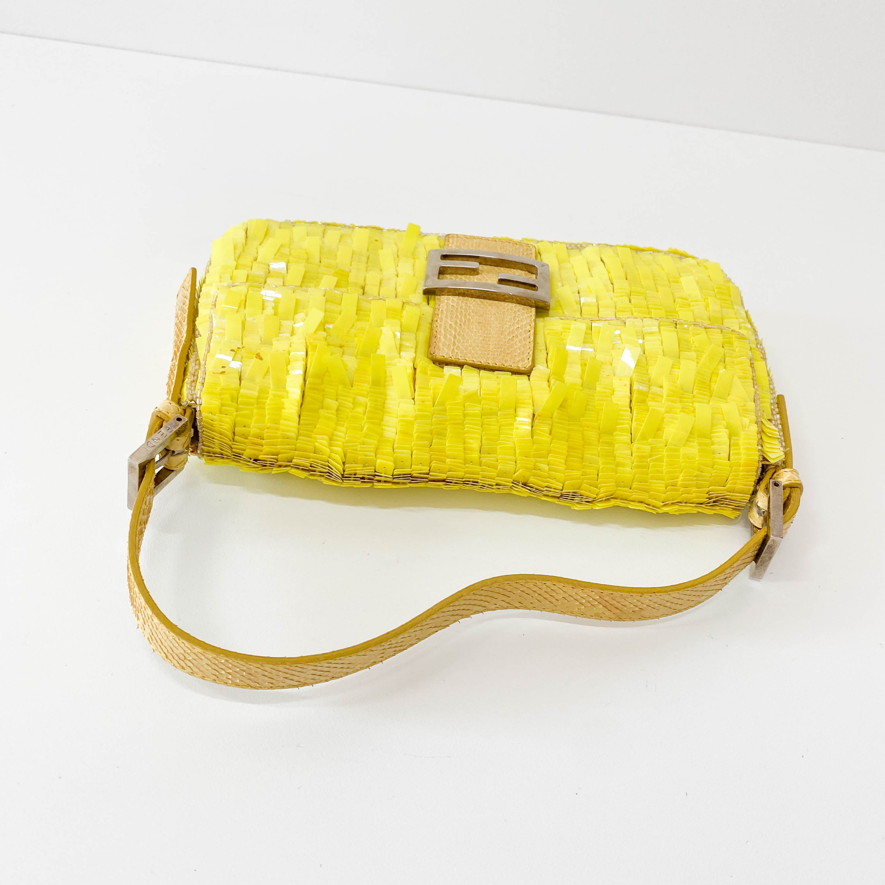 Baguette Yellow Sequin Shoulder Bag