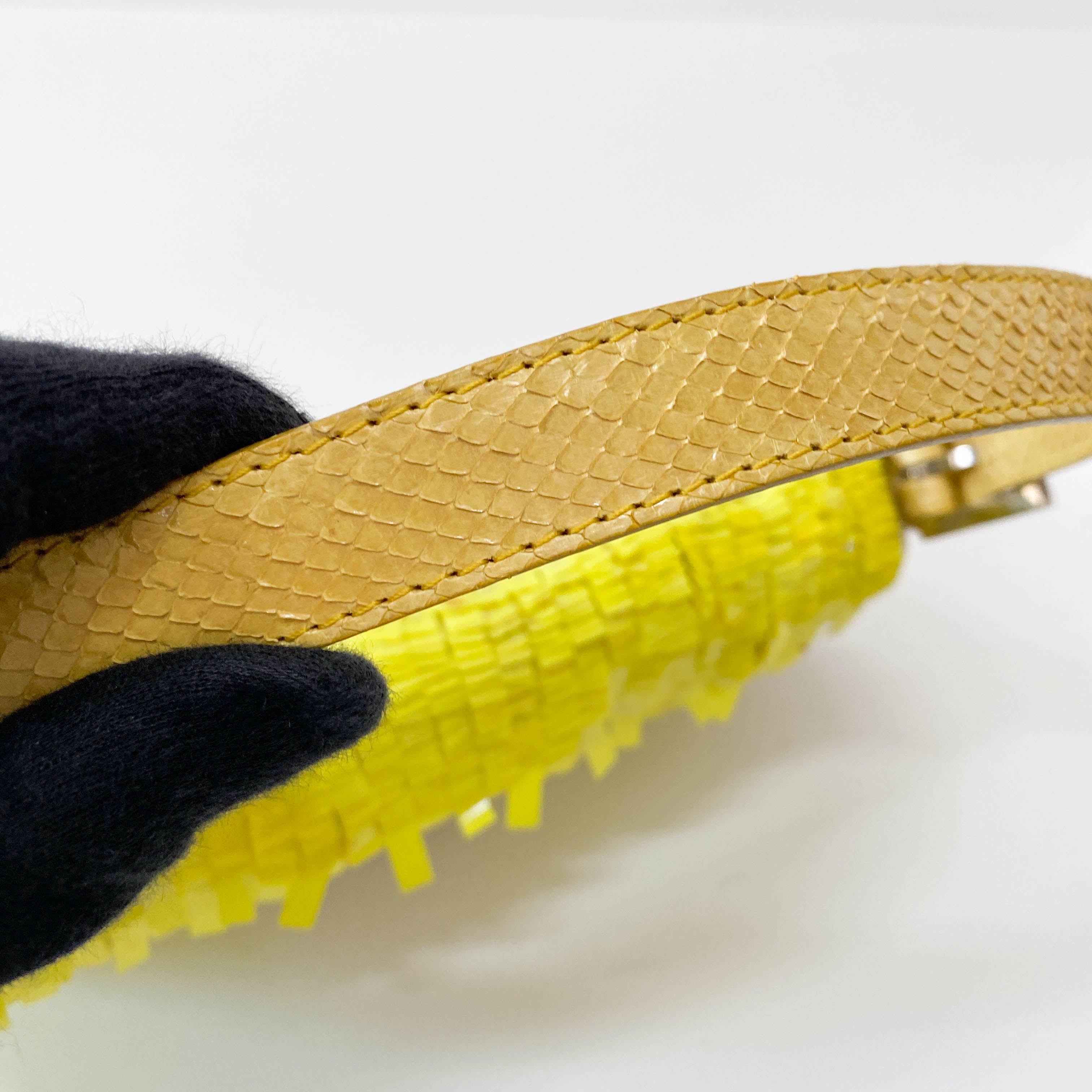 Baguette Yellow Sequin Shoulder Bag