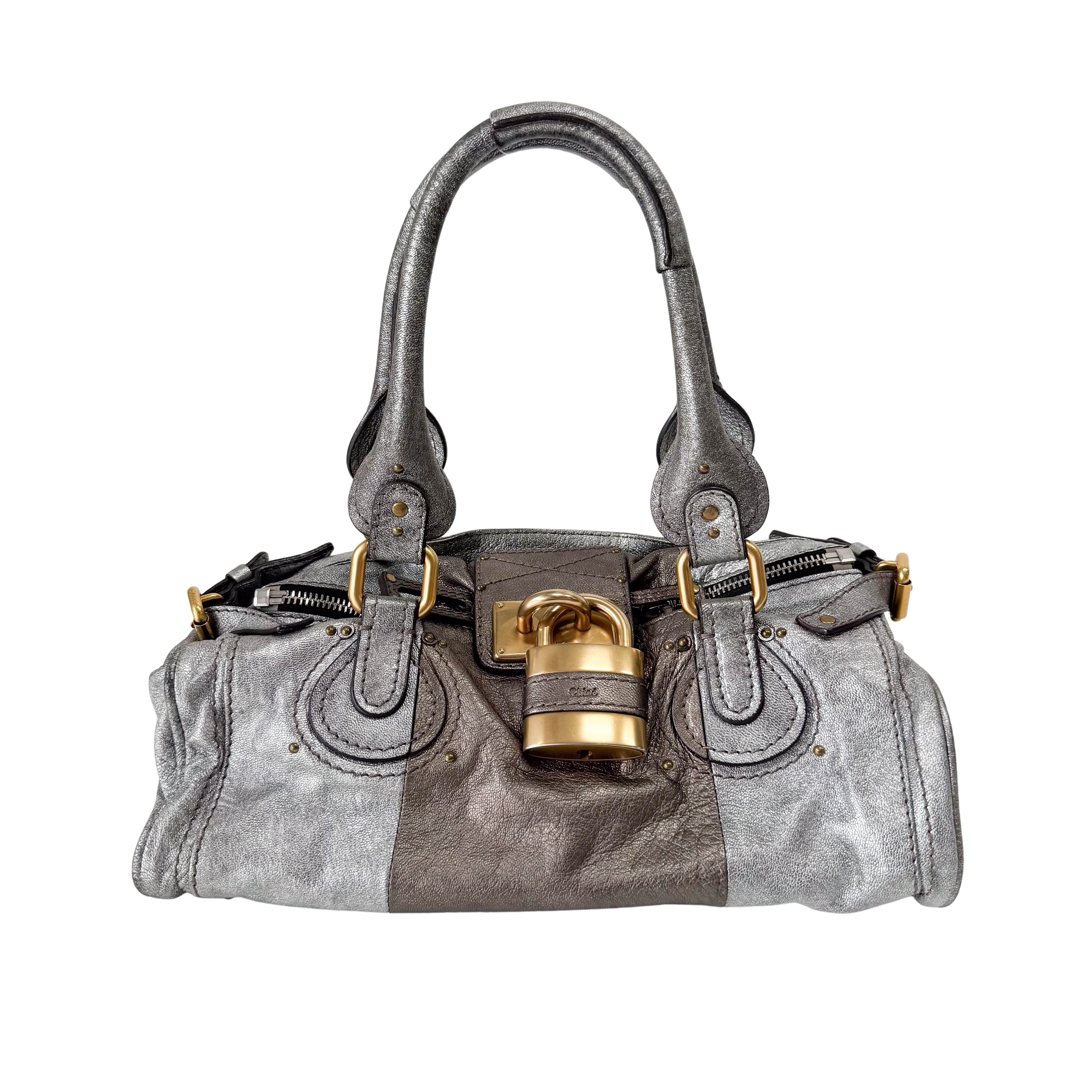 Paddington Silver Leather Bag