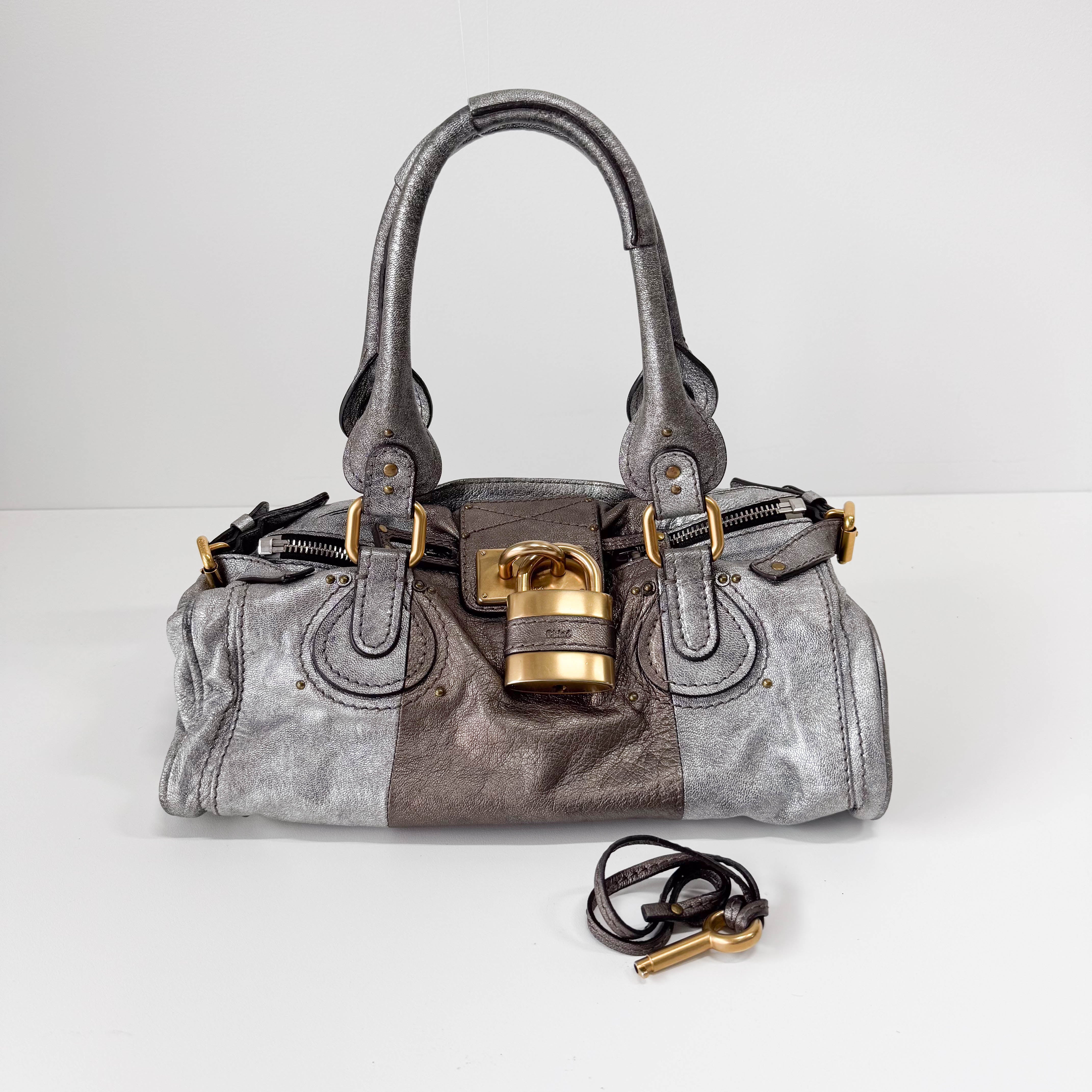 Paddington Silver Leather Bag