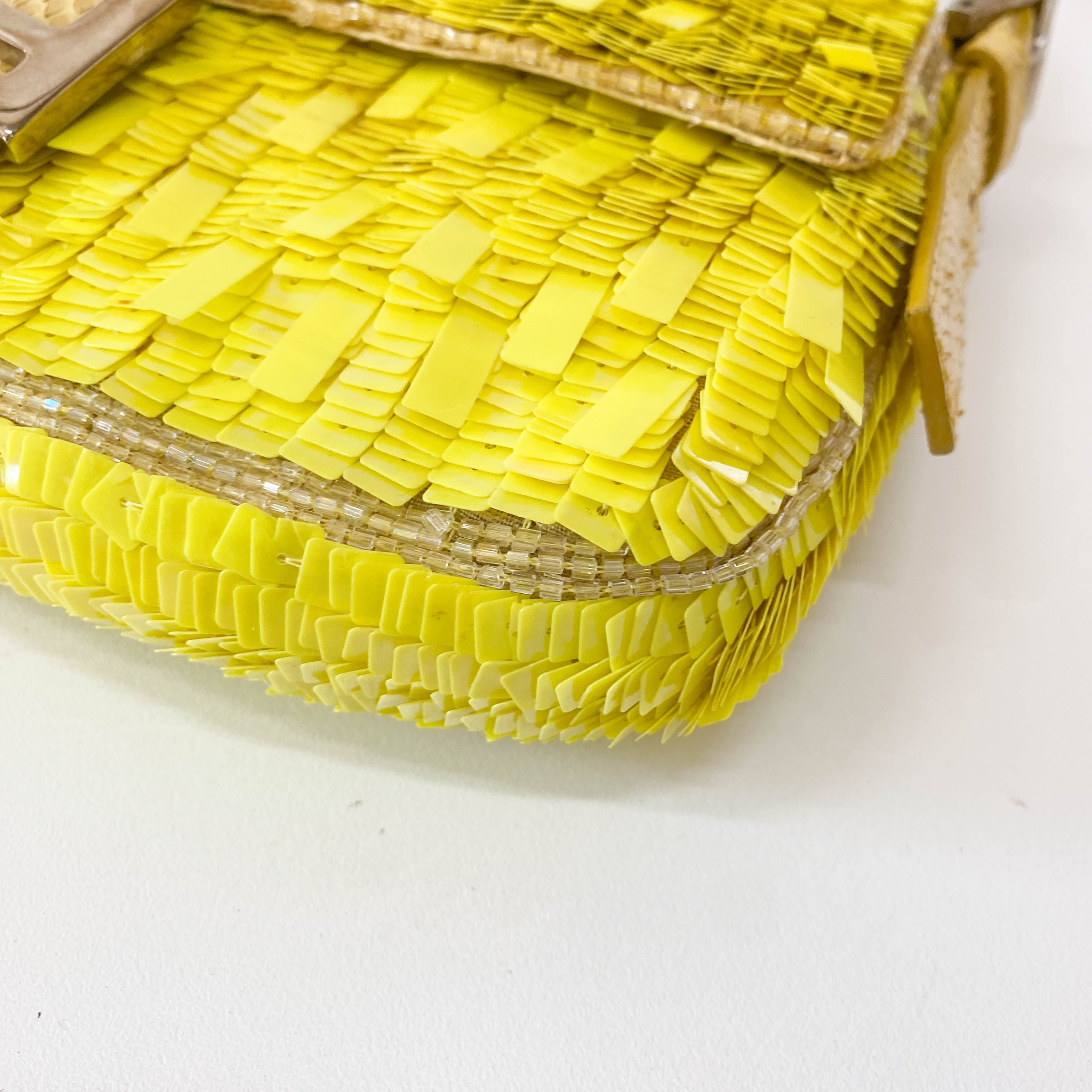 Baguette Yellow Sequin Shoulder Bag