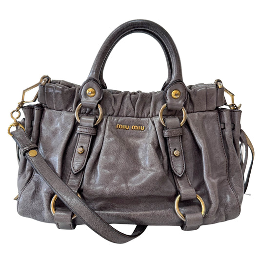 Vitello Mini Grey Leather Shoulder Bag