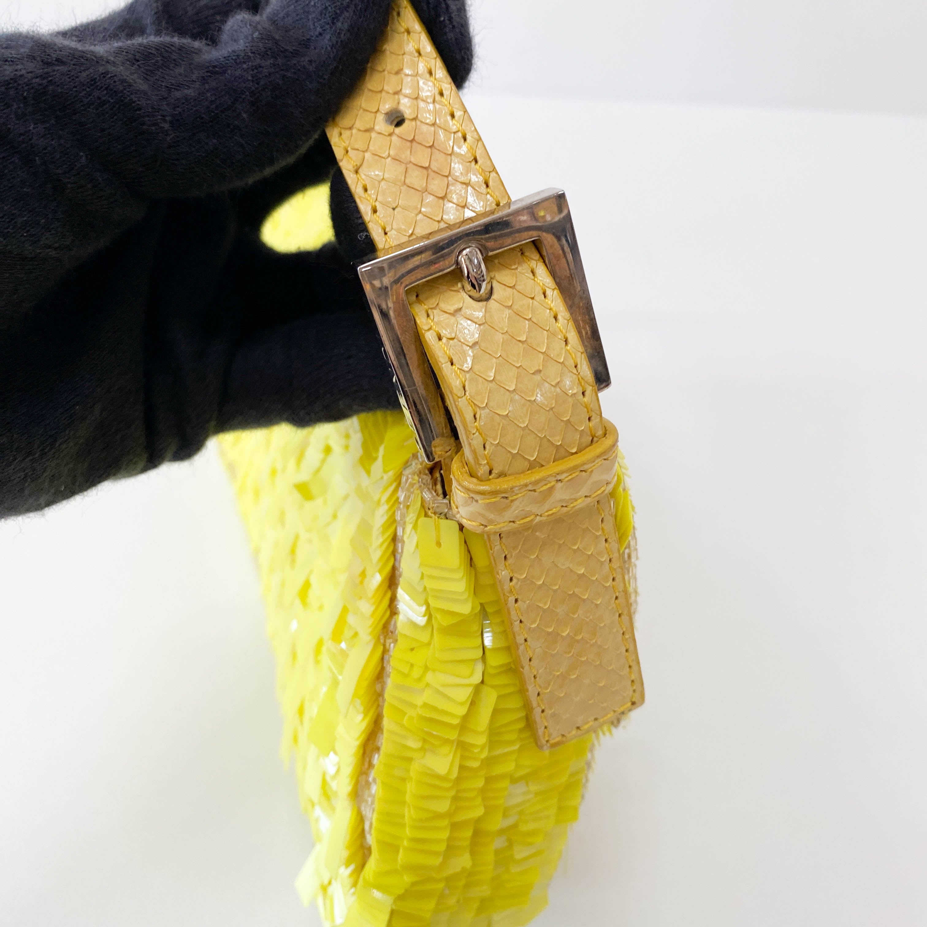 Baguette Yellow Sequin Shoulder Bag