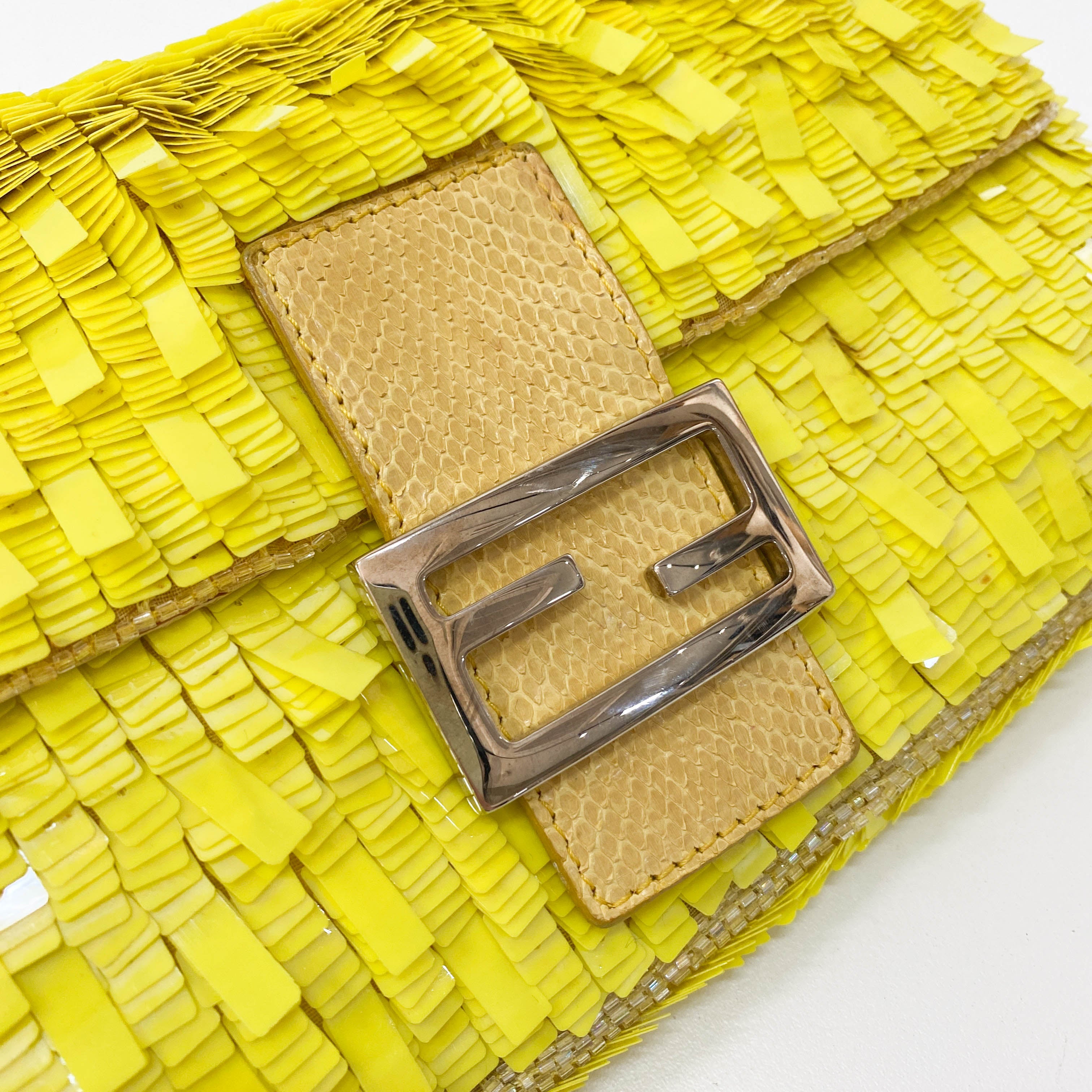 Baguette Yellow Sequin Shoulder Bag