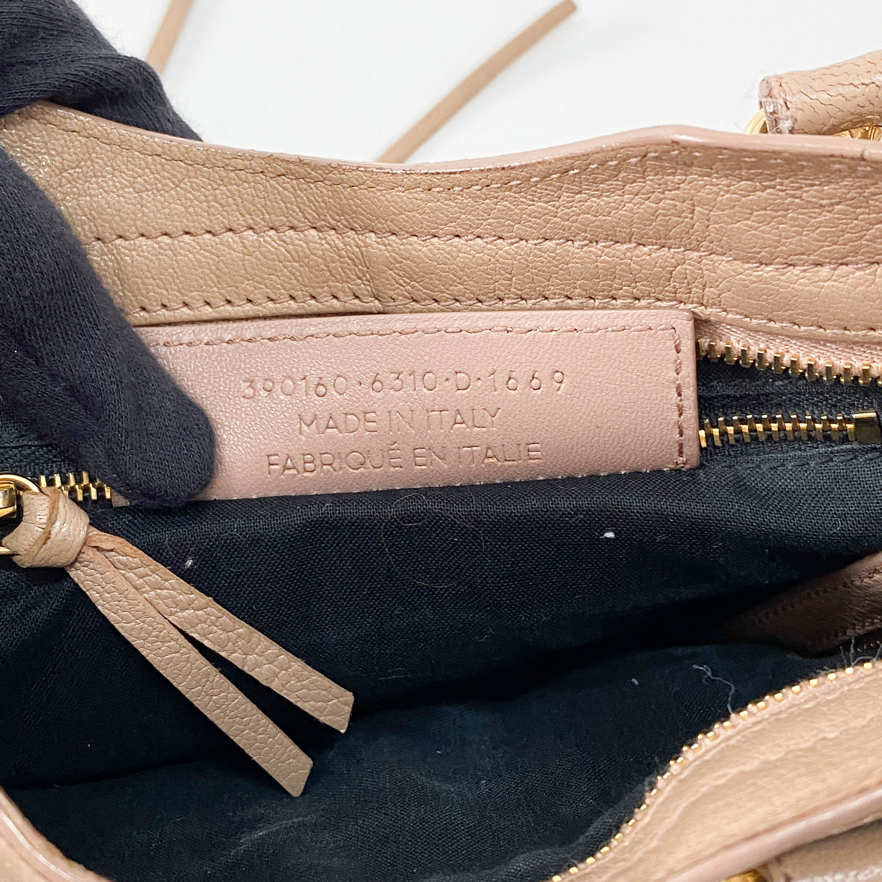 Mini City Beige Leather Top Handle Bag