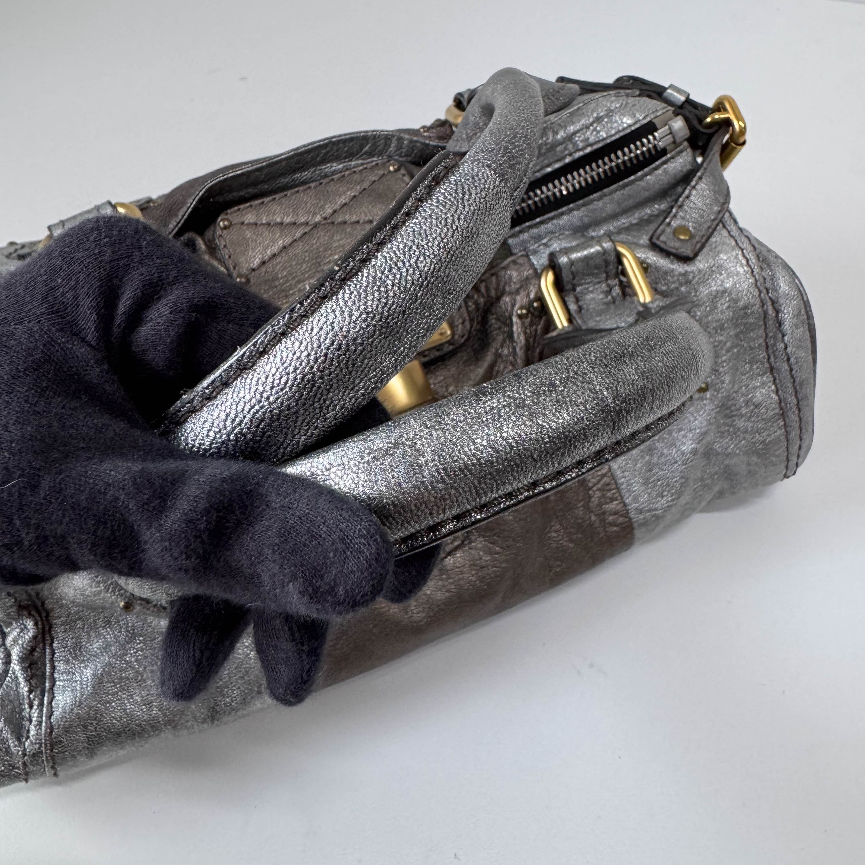 Paddington Silver Leather Bag