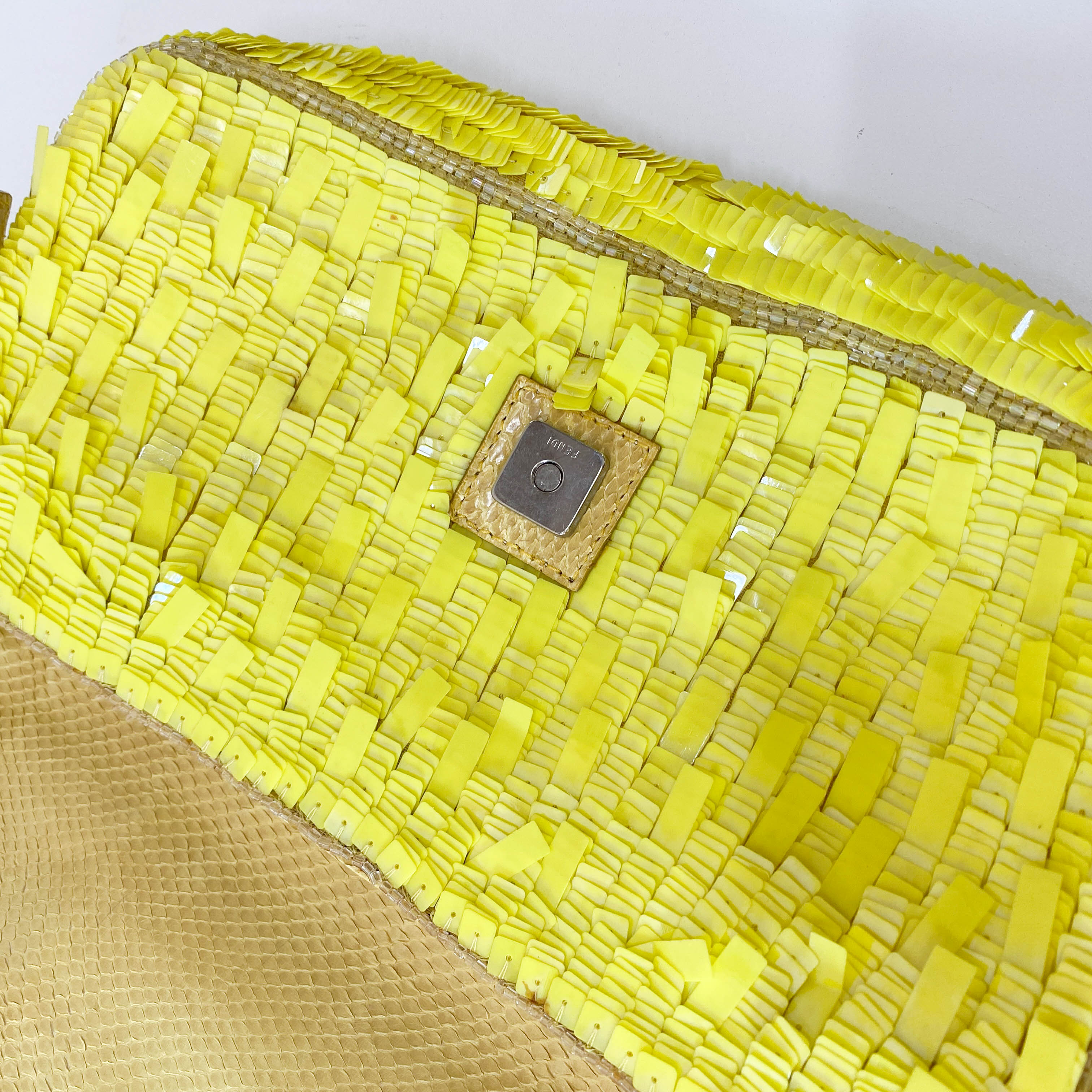 Baguette Yellow Sequin Shoulder Bag