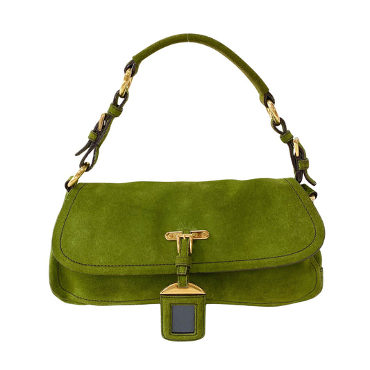 Green Suede Shoulder Bag